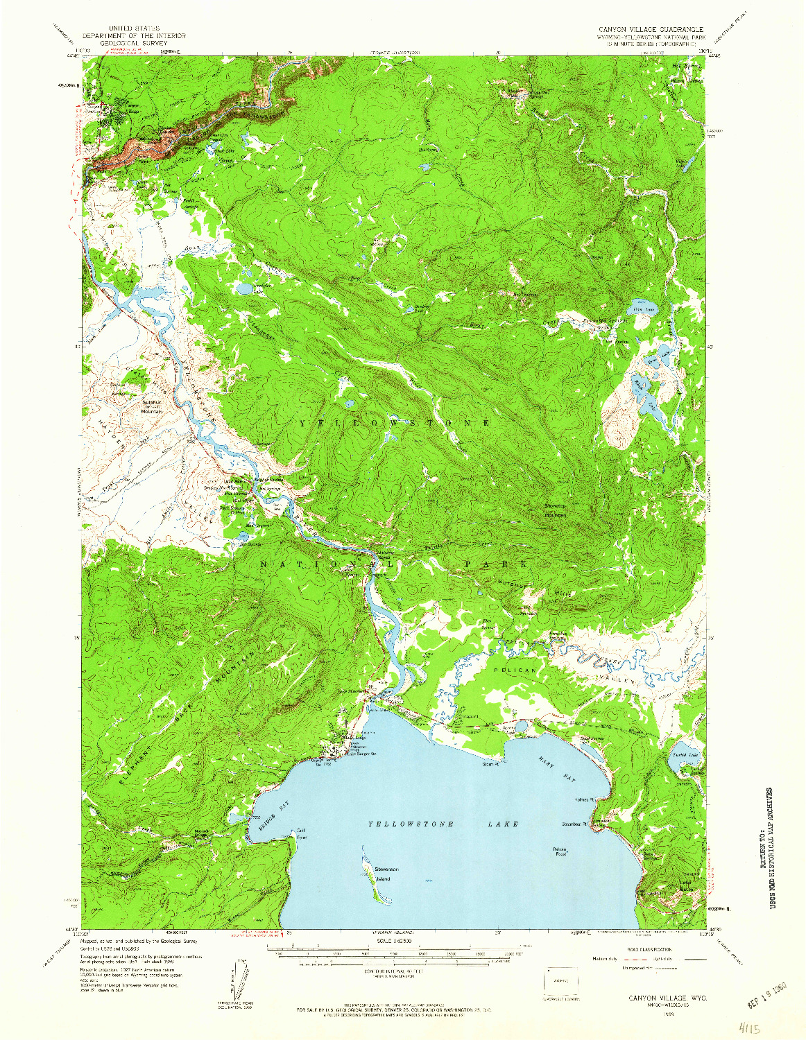 USGS 1:62500-SCALE QUADRANGLE FOR CANYON VILLAGE, WY 1959