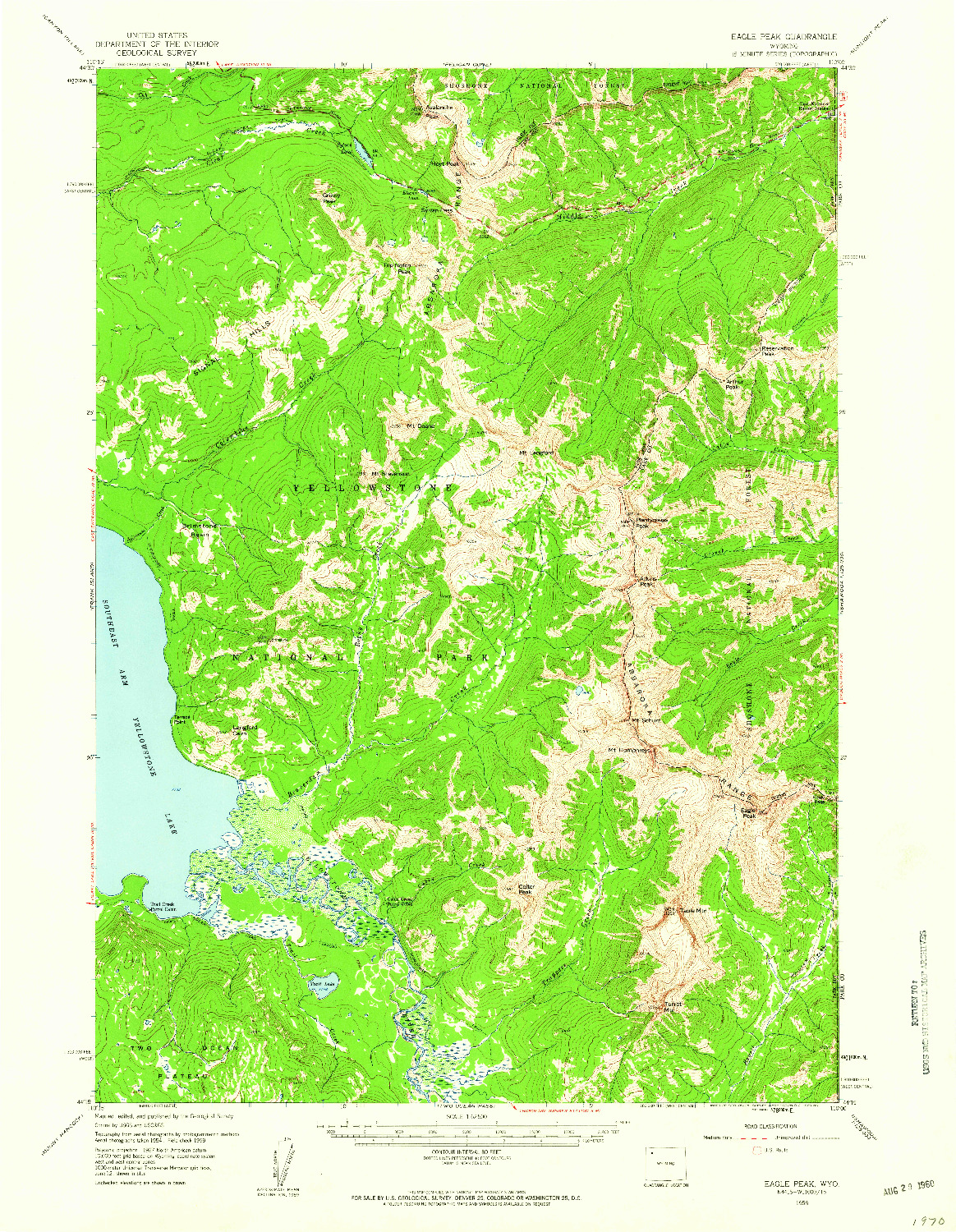 USGS 1:62500-SCALE QUADRANGLE FOR EAGLE PEAK, WY 1959