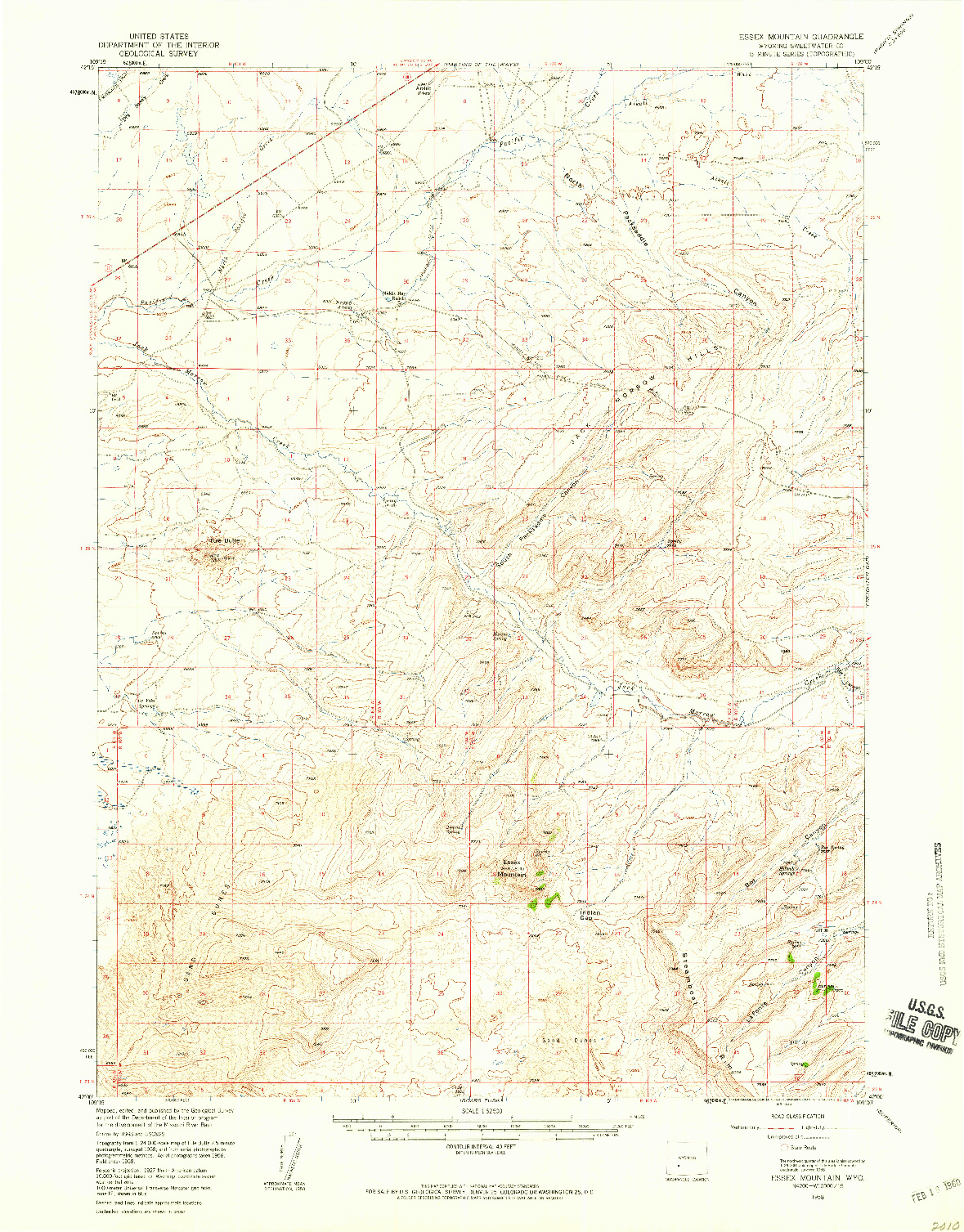 USGS 1:62500-SCALE QUADRANGLE FOR ESSEX MOUNTAIN, WY 1958