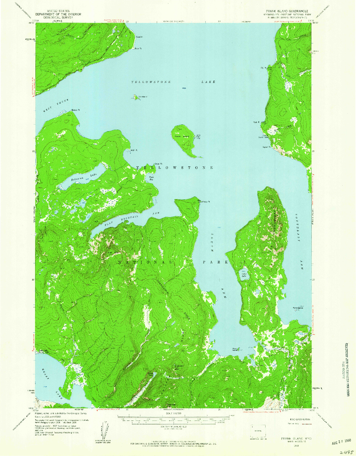 USGS 1:62500-SCALE QUADRANGLE FOR FRANK ISLAND, WY 1959