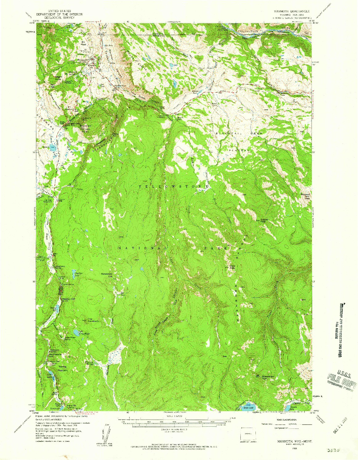 USGS 1:62500-SCALE QUADRANGLE FOR MAMMOTH, WY 1958