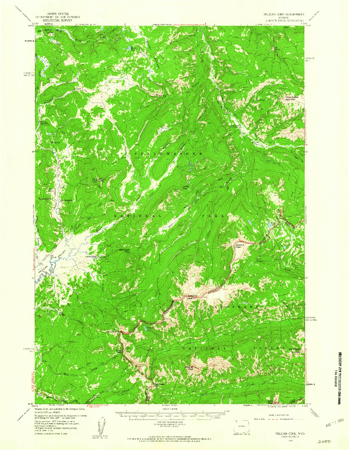 USGS 1:62500-SCALE QUADRANGLE FOR PELICAN CONE, WY 1959