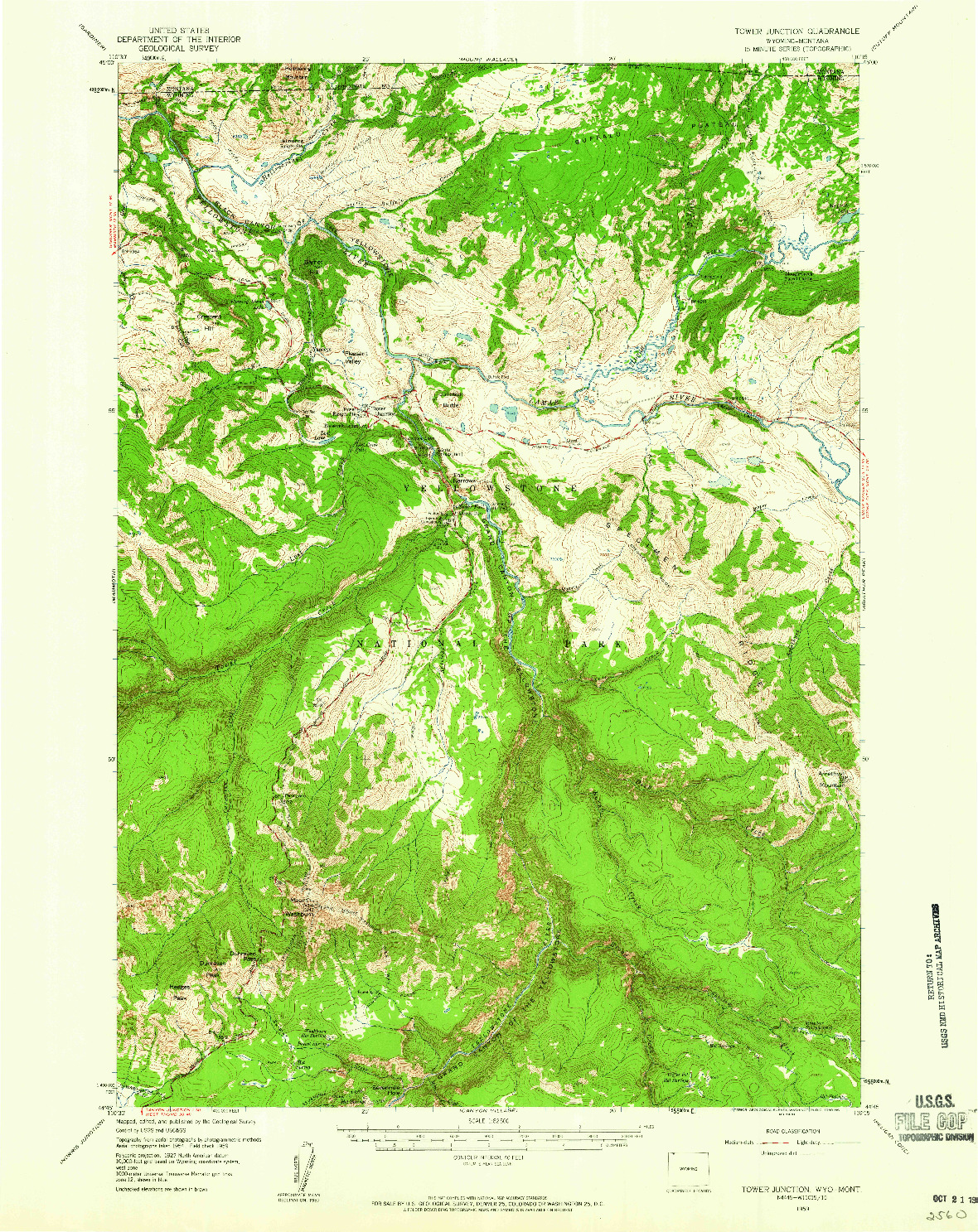 USGS 1:62500-SCALE QUADRANGLE FOR TOWER JUNCTION, WY 1959