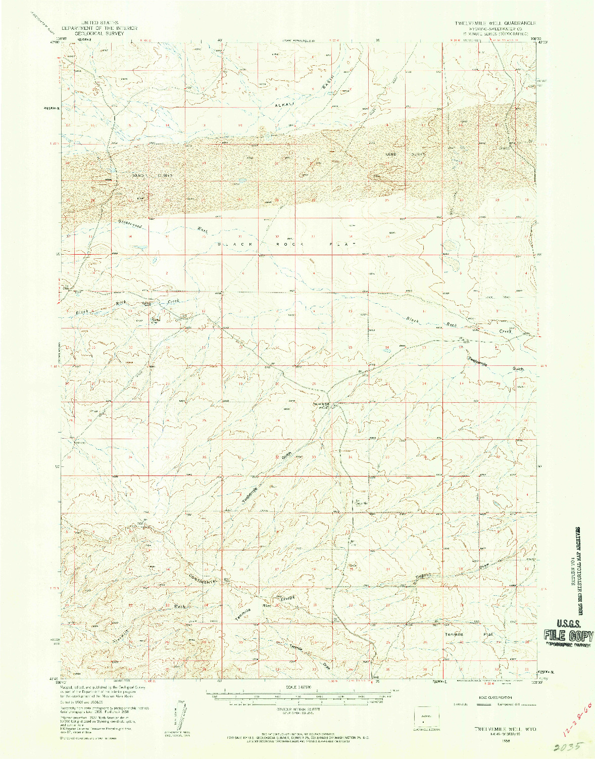 USGS 1:62500-SCALE QUADRANGLE FOR TWELVEMILE WELL, WY 1958