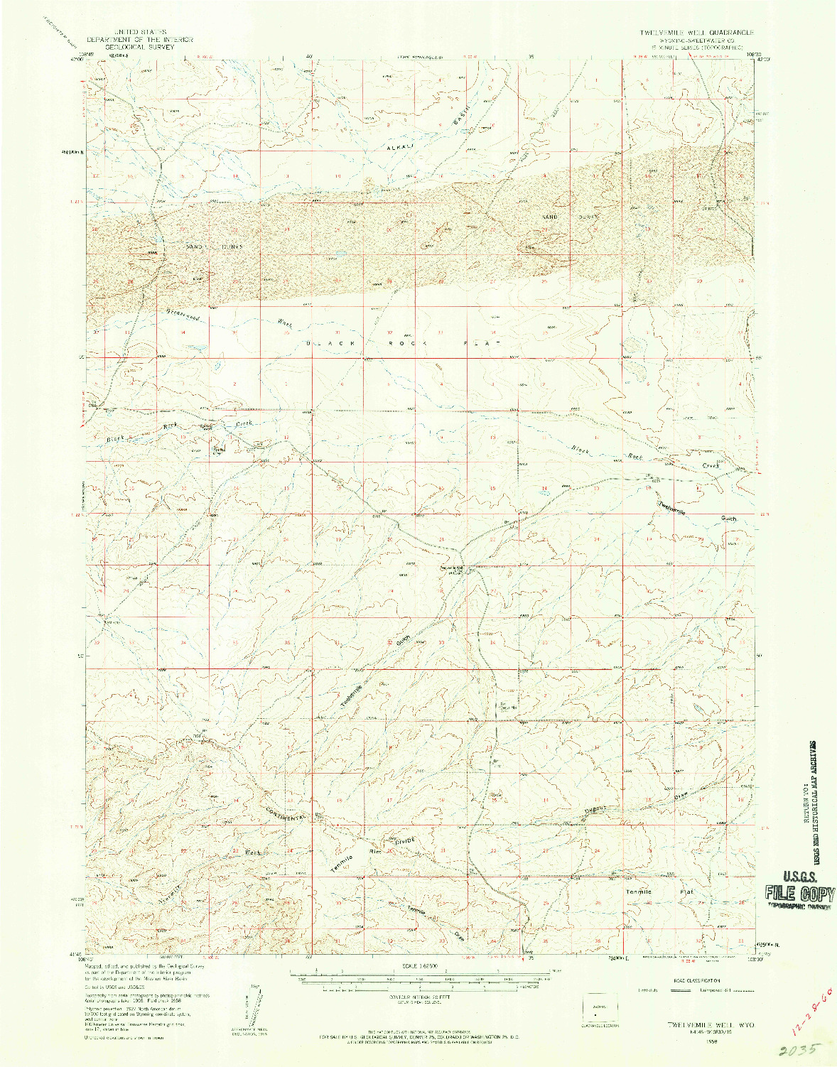 USGS 1:62500-SCALE QUADRANGLE FOR TWELVEMILE WELL, WY 1958