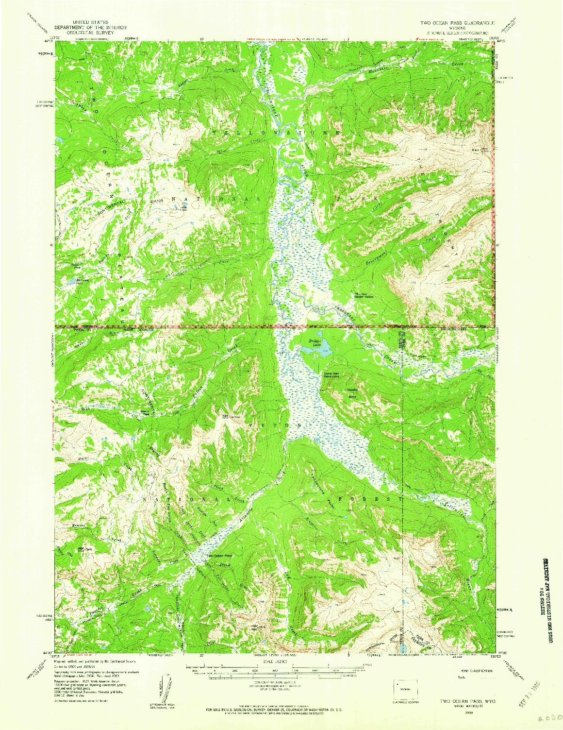 USGS 1:62500-SCALE QUADRANGLE FOR TWO OCEAN PASS, WY 1959