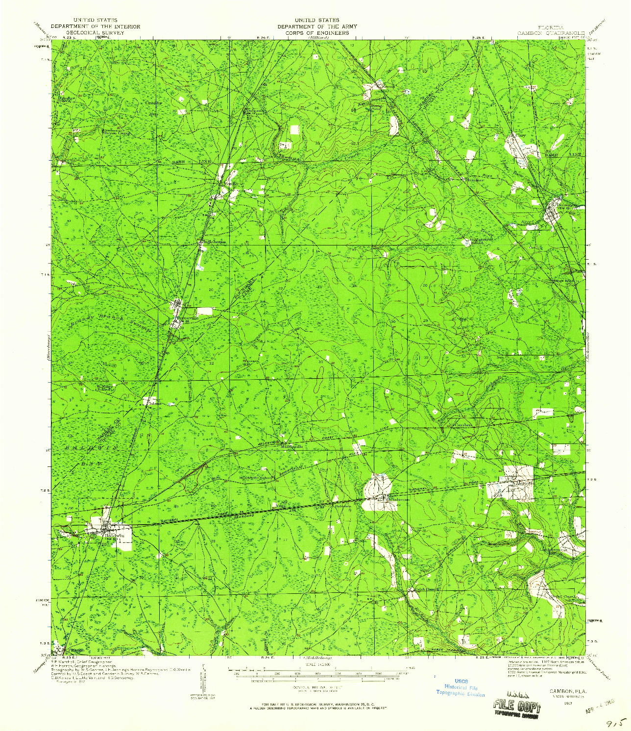 USGS 1:62500-SCALE QUADRANGLE FOR CAMBON, FL 1917