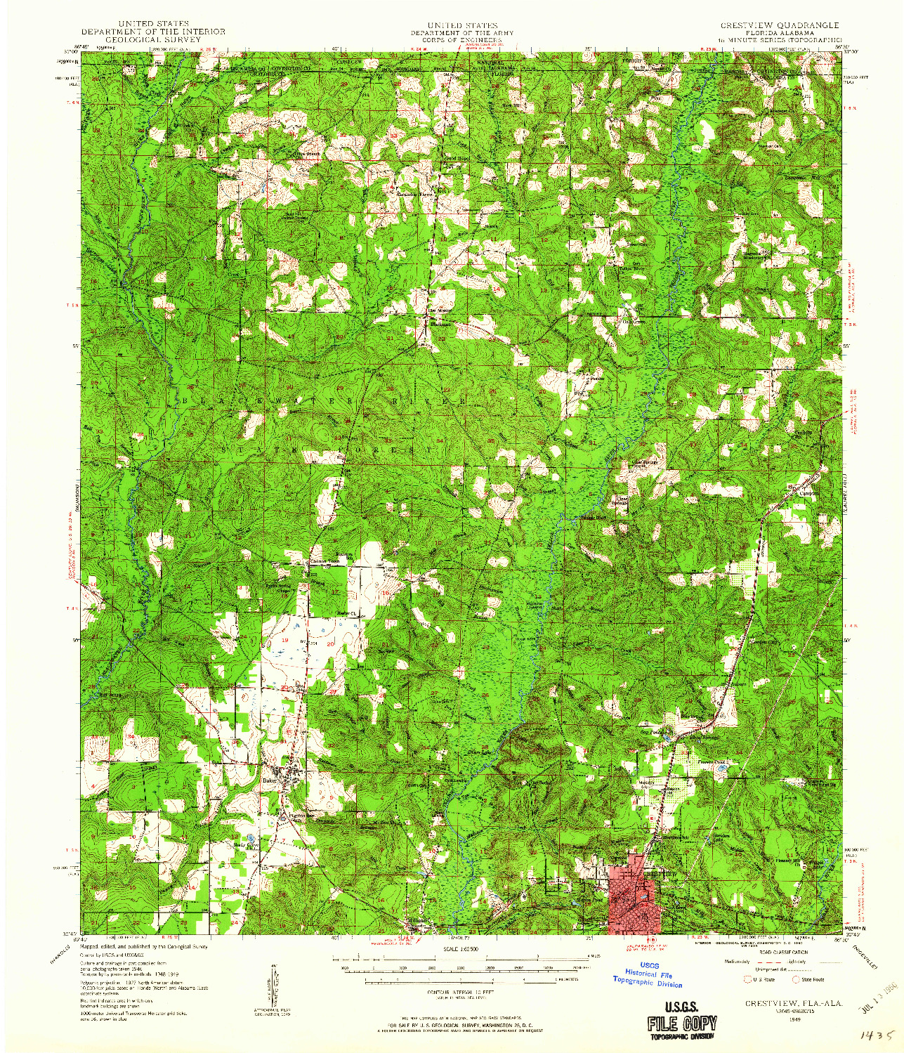 USGS 1:62500-SCALE QUADRANGLE FOR CRESTVIEW, FL 1949