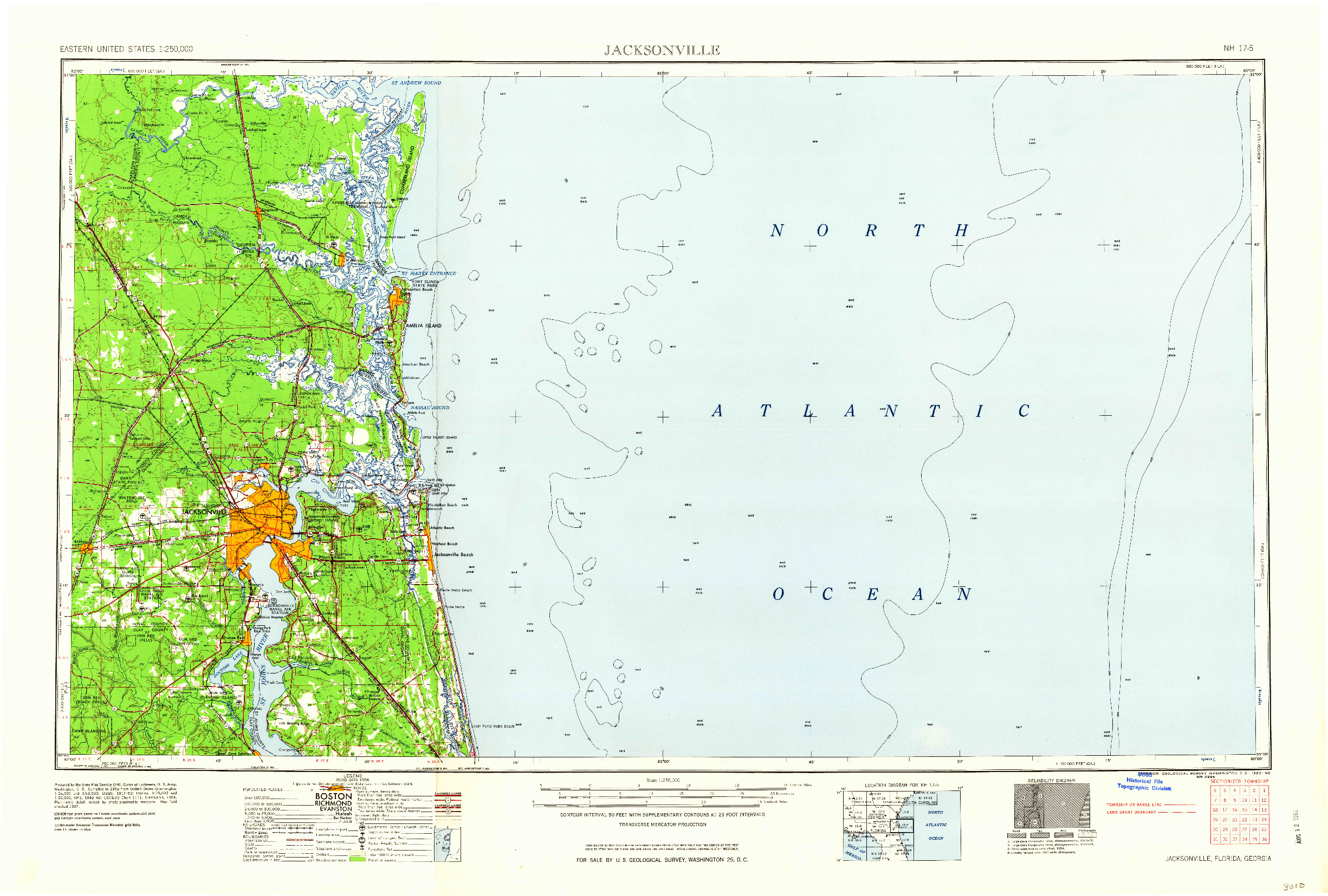 USGS 1:250000-SCALE QUADRANGLE FOR JACKSONVILLE, FL 1960