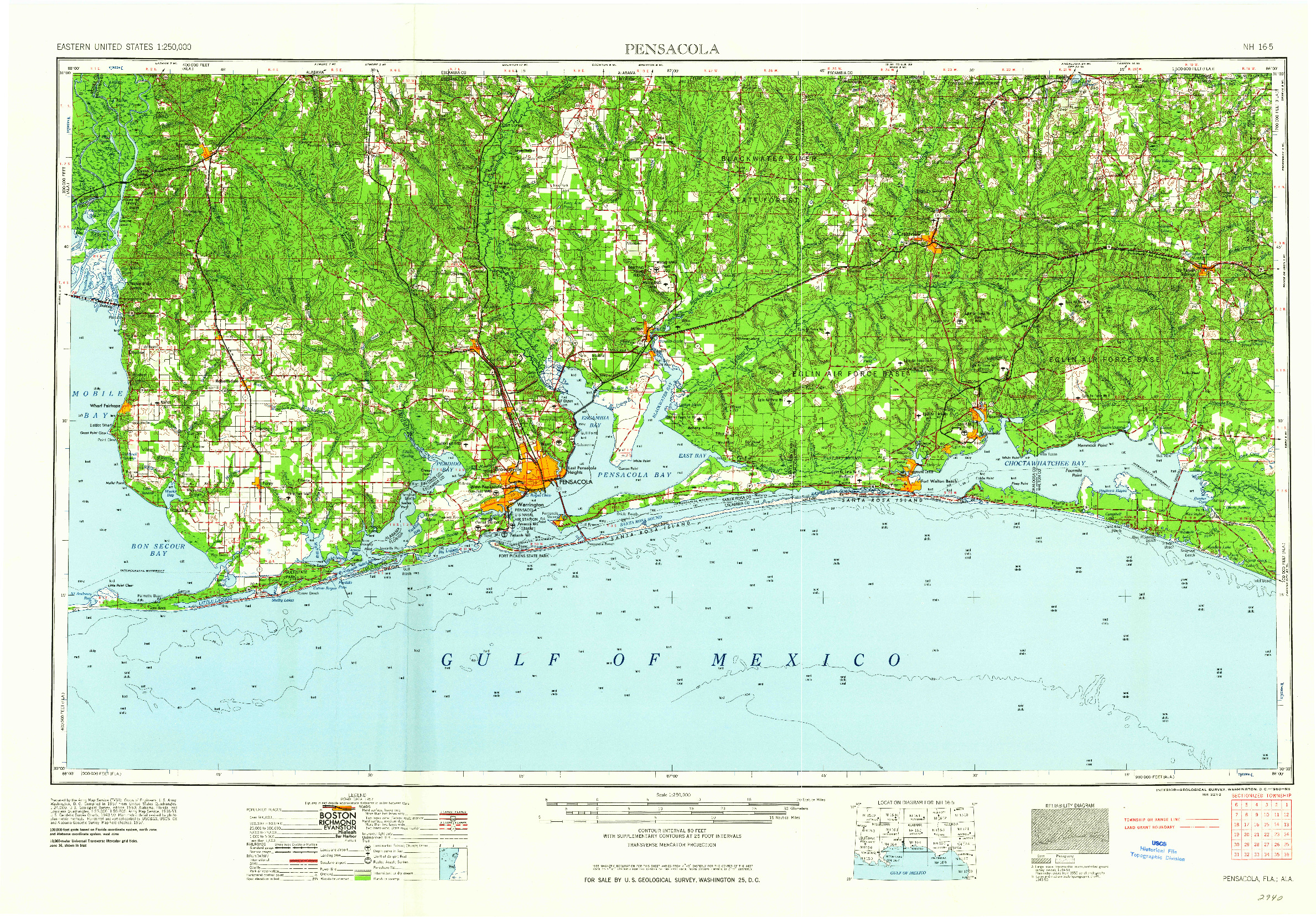 USGS 1:250000-SCALE QUADRANGLE FOR PENSACOLA, FL 1960