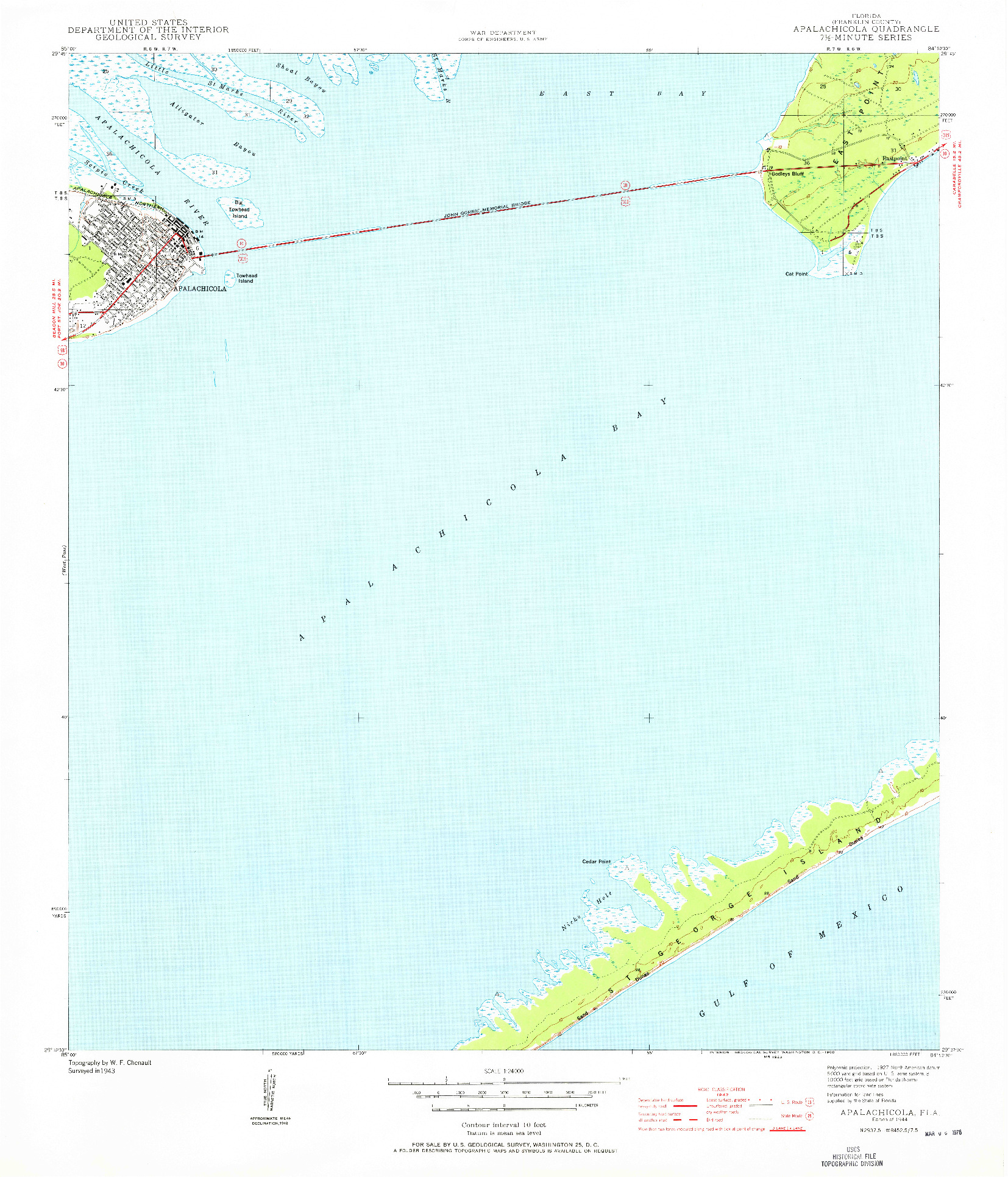 USGS 1:24000-SCALE QUADRANGLE FOR APALACHICOLA, FL 1944