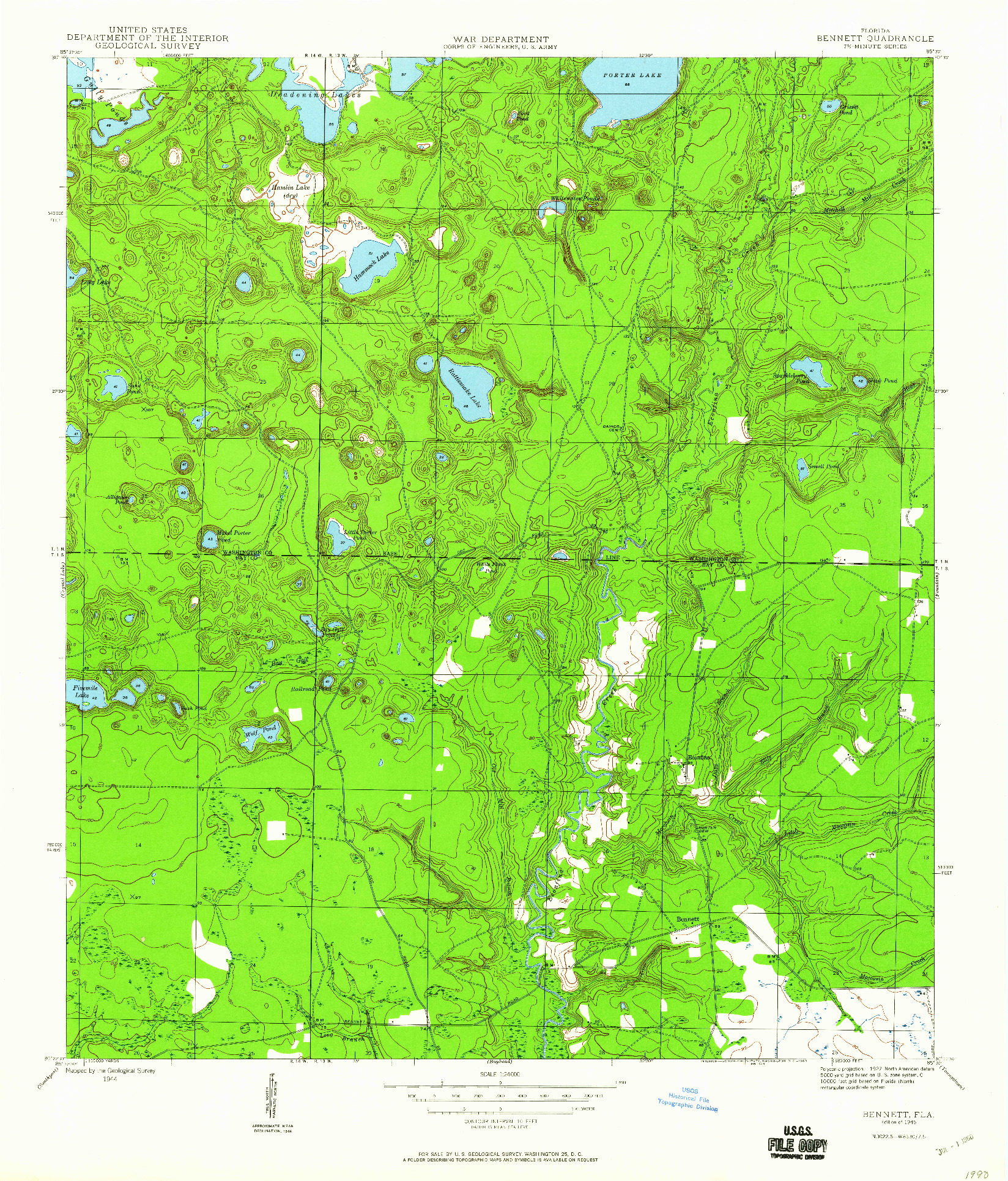 USGS 1:24000-SCALE QUADRANGLE FOR BENNETT, FL 1945