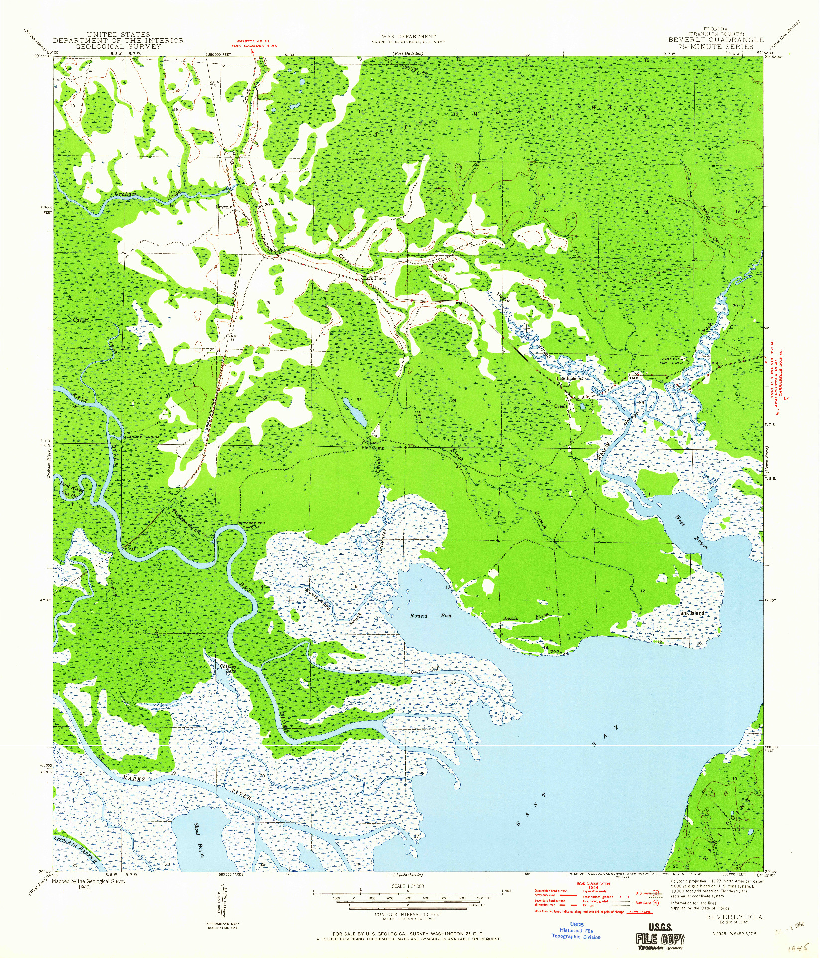 USGS 1:24000-SCALE QUADRANGLE FOR BEVERLY, FL 1945