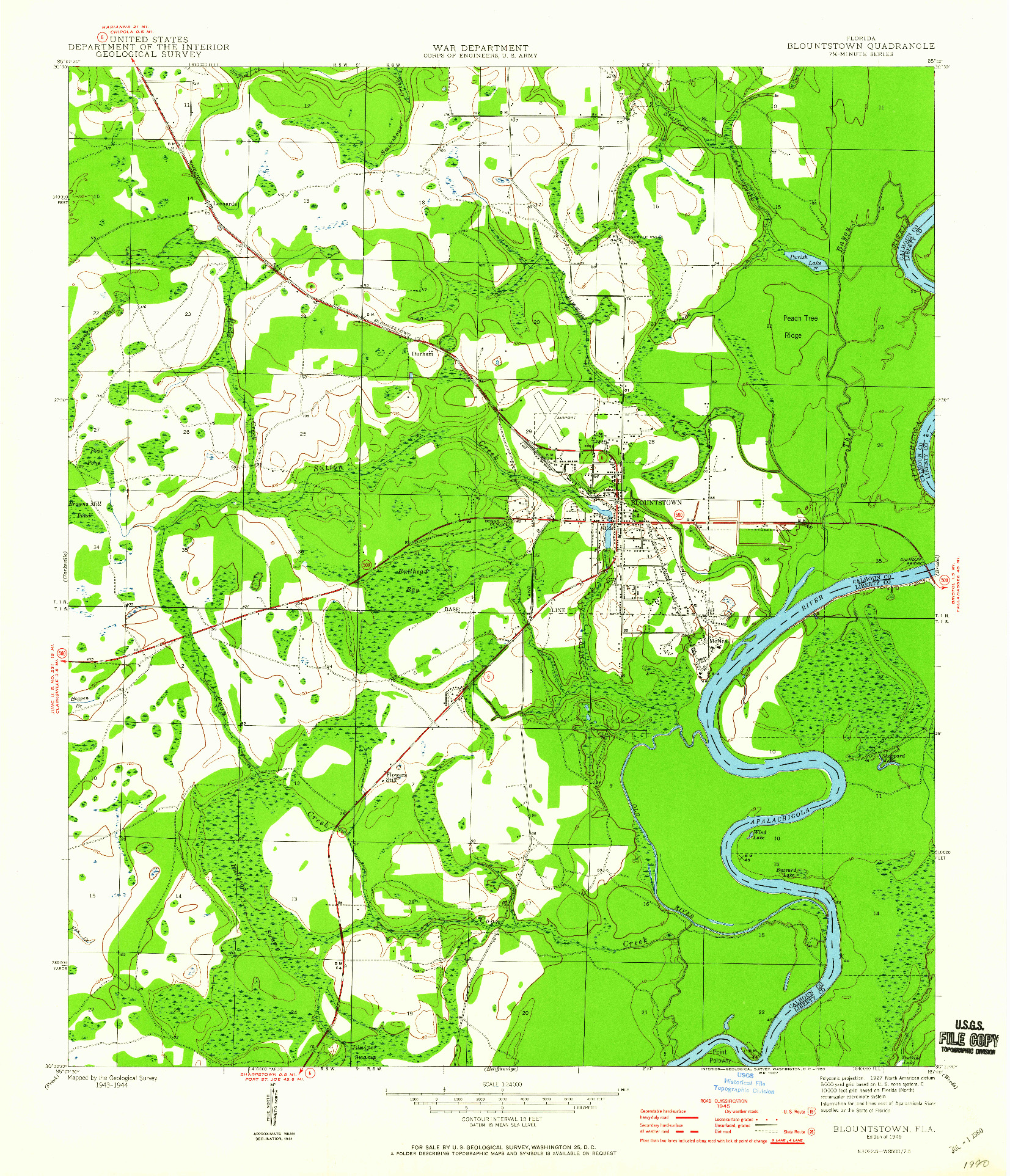 USGS 1:24000-SCALE QUADRANGLE FOR BLOUNTSTOWN, FL 1945