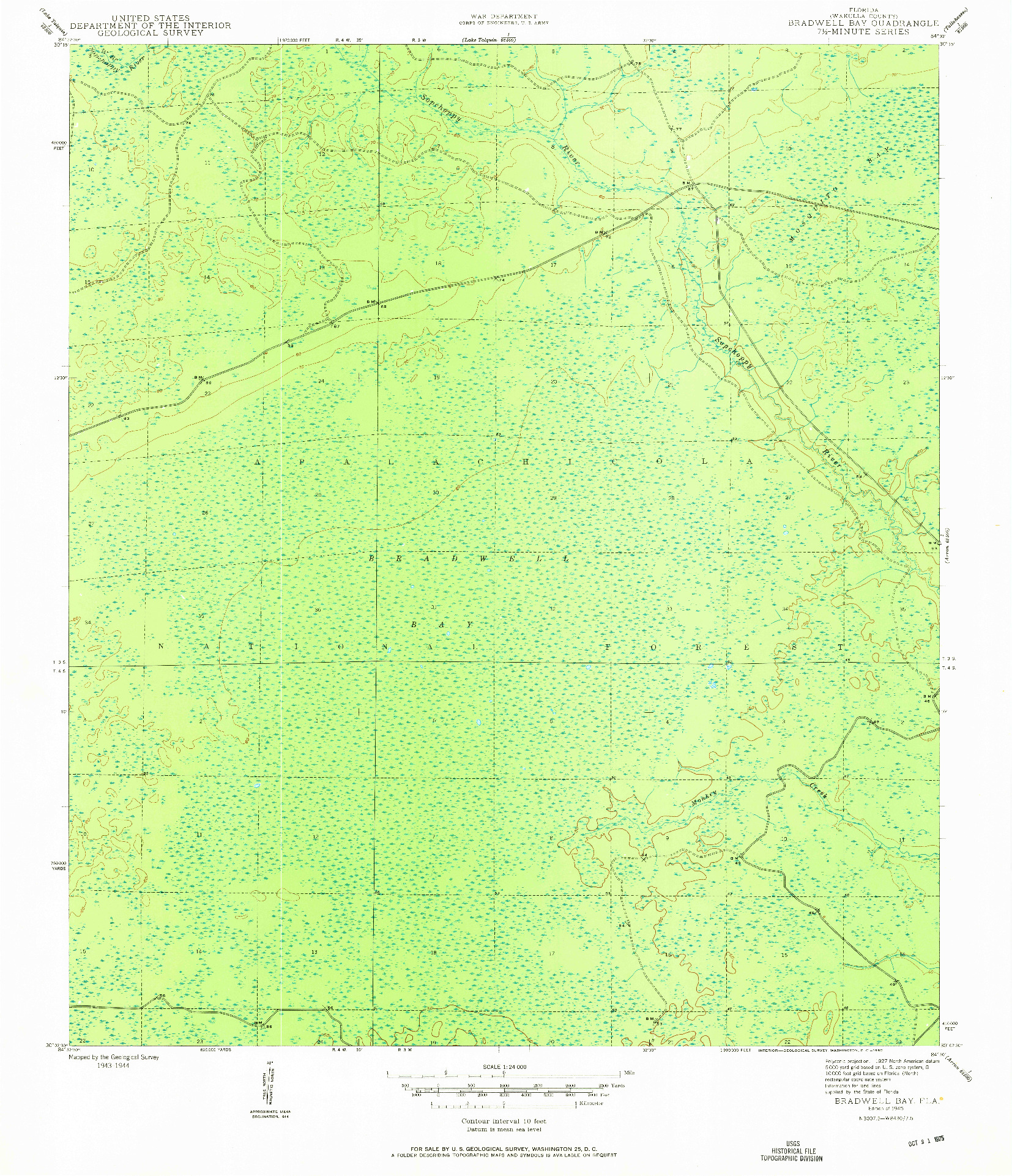 USGS 1:24000-SCALE QUADRANGLE FOR BRADWELL BAY, FL 1945