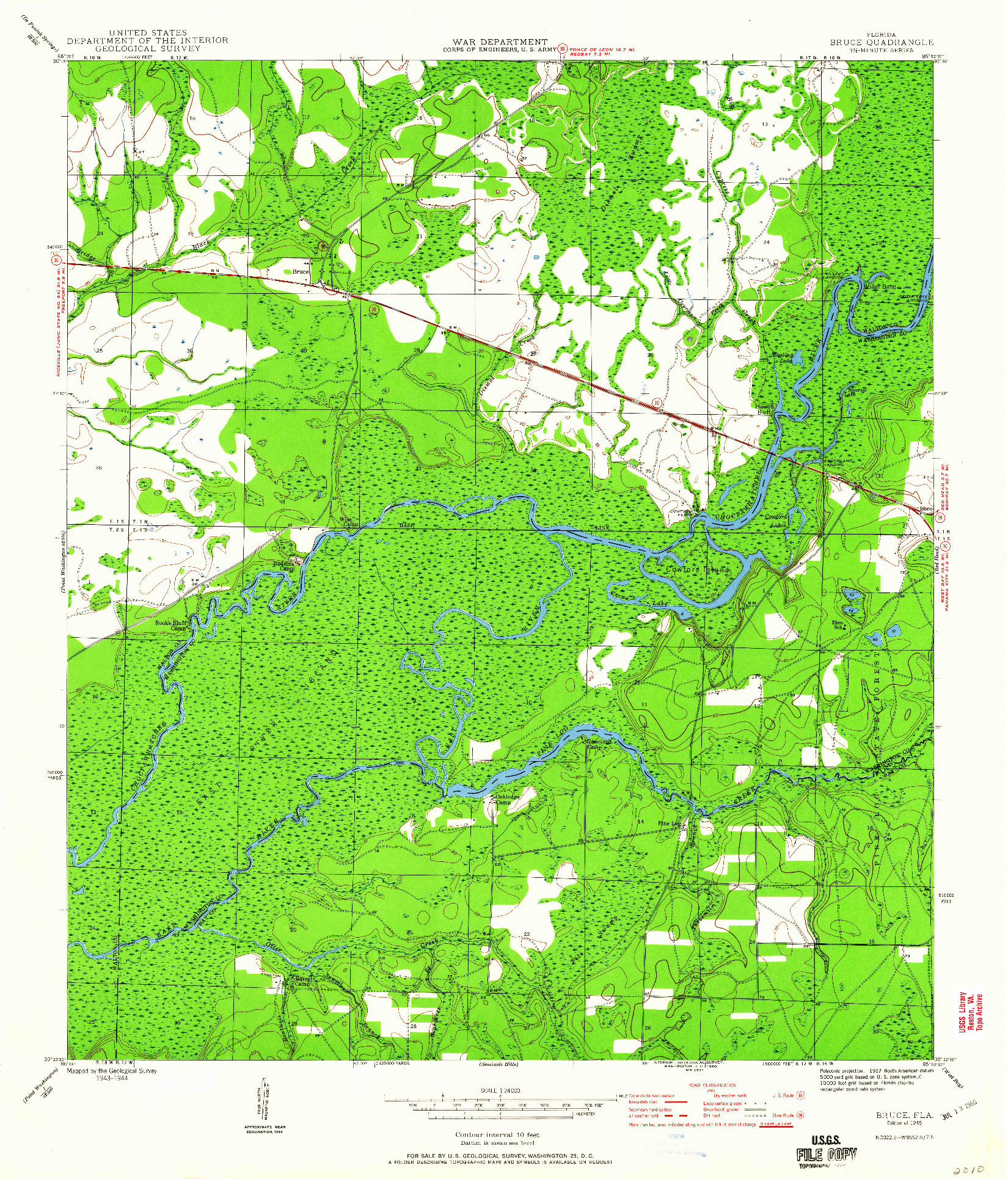 USGS 1:24000-SCALE QUADRANGLE FOR BRUCE, FL 1945