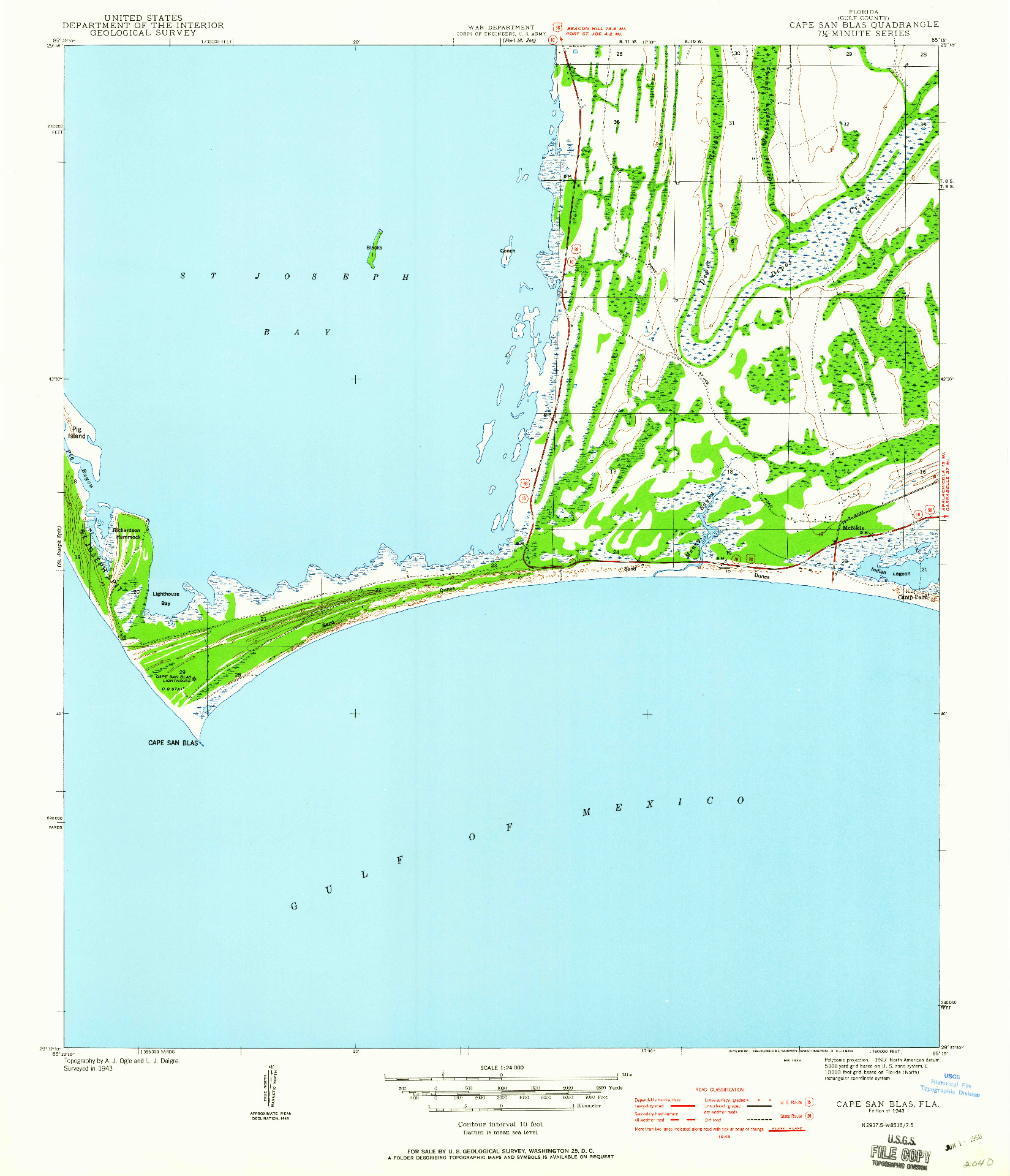 USGS 1:24000-SCALE QUADRANGLE FOR CAPE SAN BLAS, FL 1943