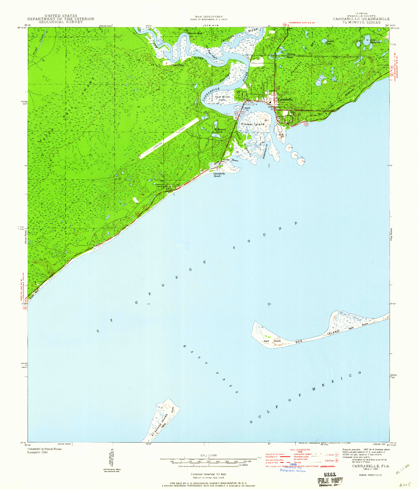USGS 1:24000-SCALE QUADRANGLE FOR CARRABELLE, FL 1944