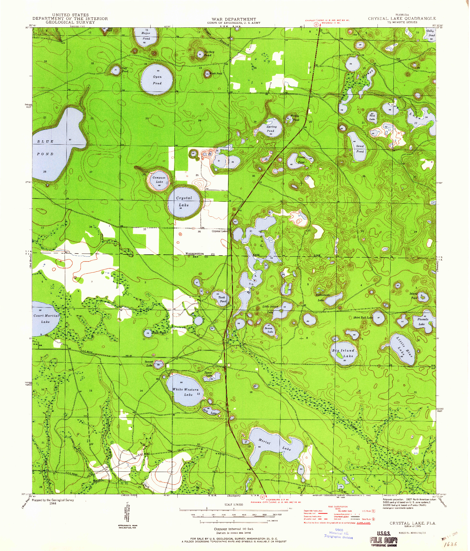 USGS 1:24000-SCALE QUADRANGLE FOR CRYSTAL LAKE, FL 1945