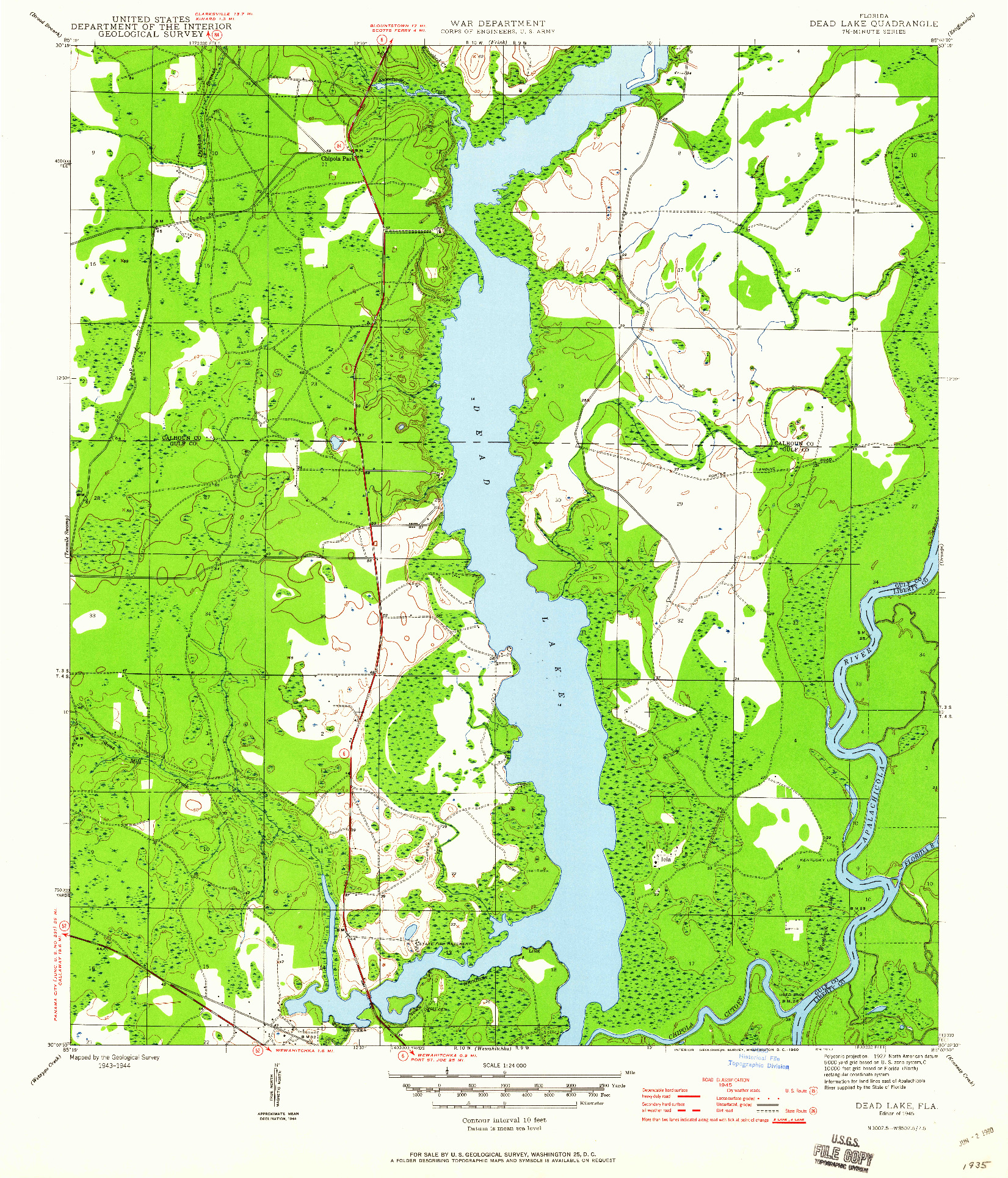 USGS 1:24000-SCALE QUADRANGLE FOR DEAD LAKE, FL 1945