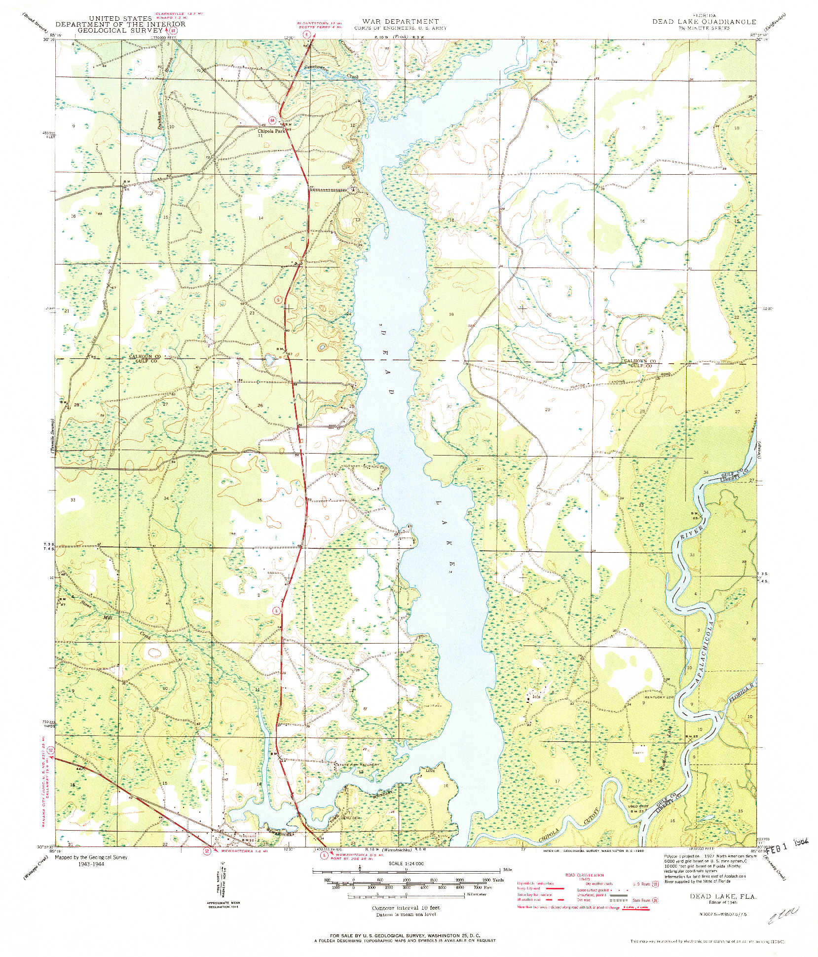 USGS 1:24000-SCALE QUADRANGLE FOR DEAD LAKE, FL 1945