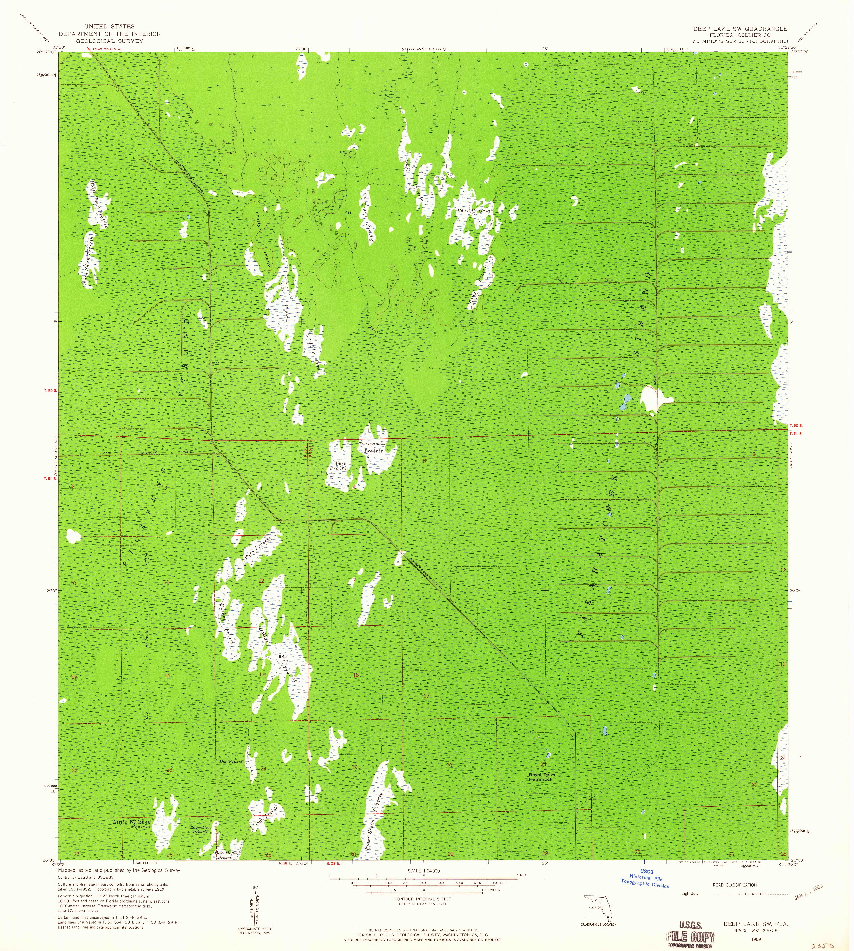 USGS 1:24000-SCALE QUADRANGLE FOR DEEP LAKE SW, FL 1959