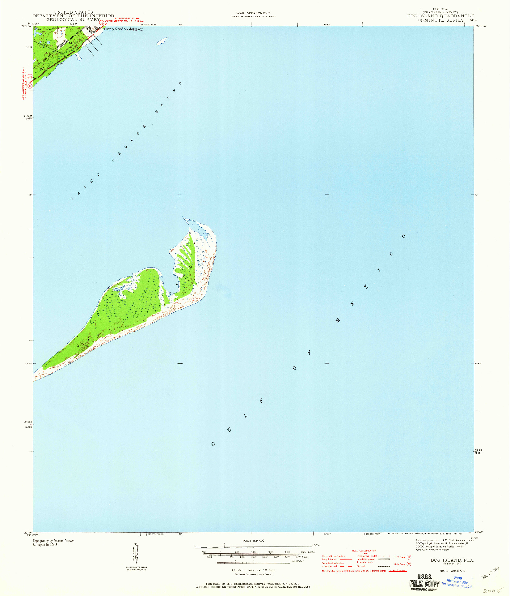 USGS 1:24000-SCALE QUADRANGLE FOR DOG ISLAND, FL 1943