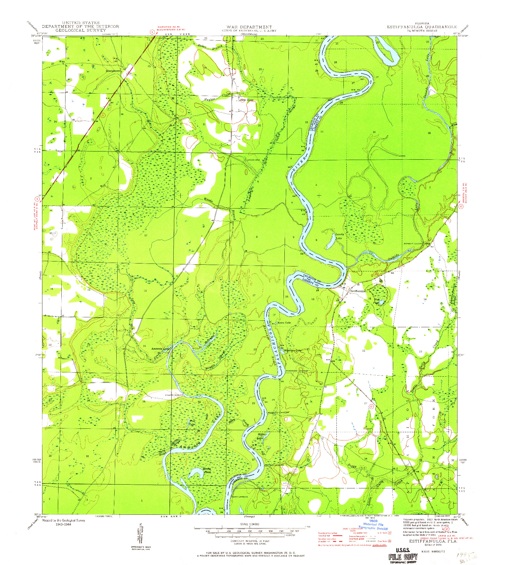 USGS 1:24000-SCALE QUADRANGLE FOR ESTIFFANULGA, FL 1945