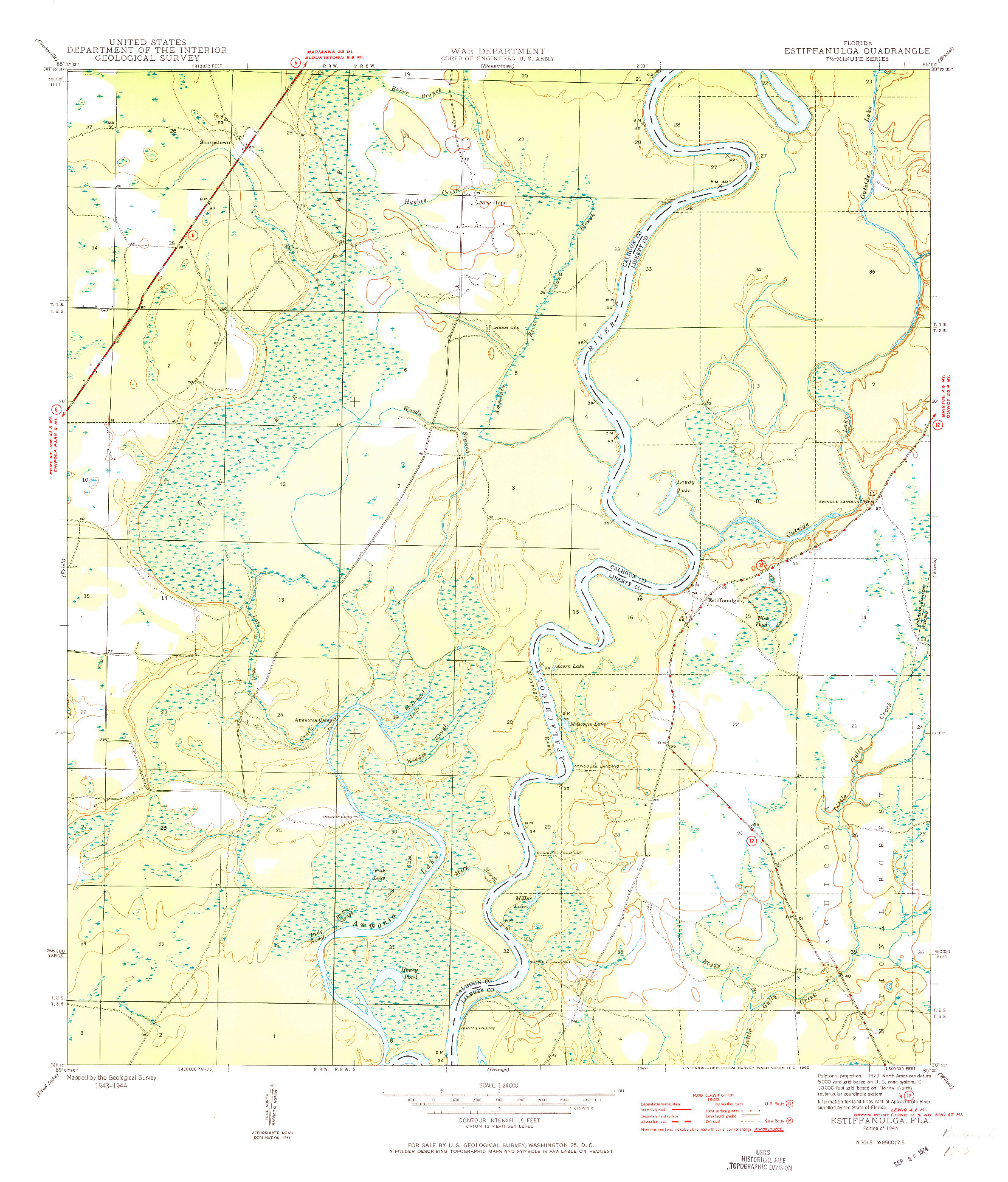 USGS 1:24000-SCALE QUADRANGLE FOR ESTIFFANULGA, FL 1945