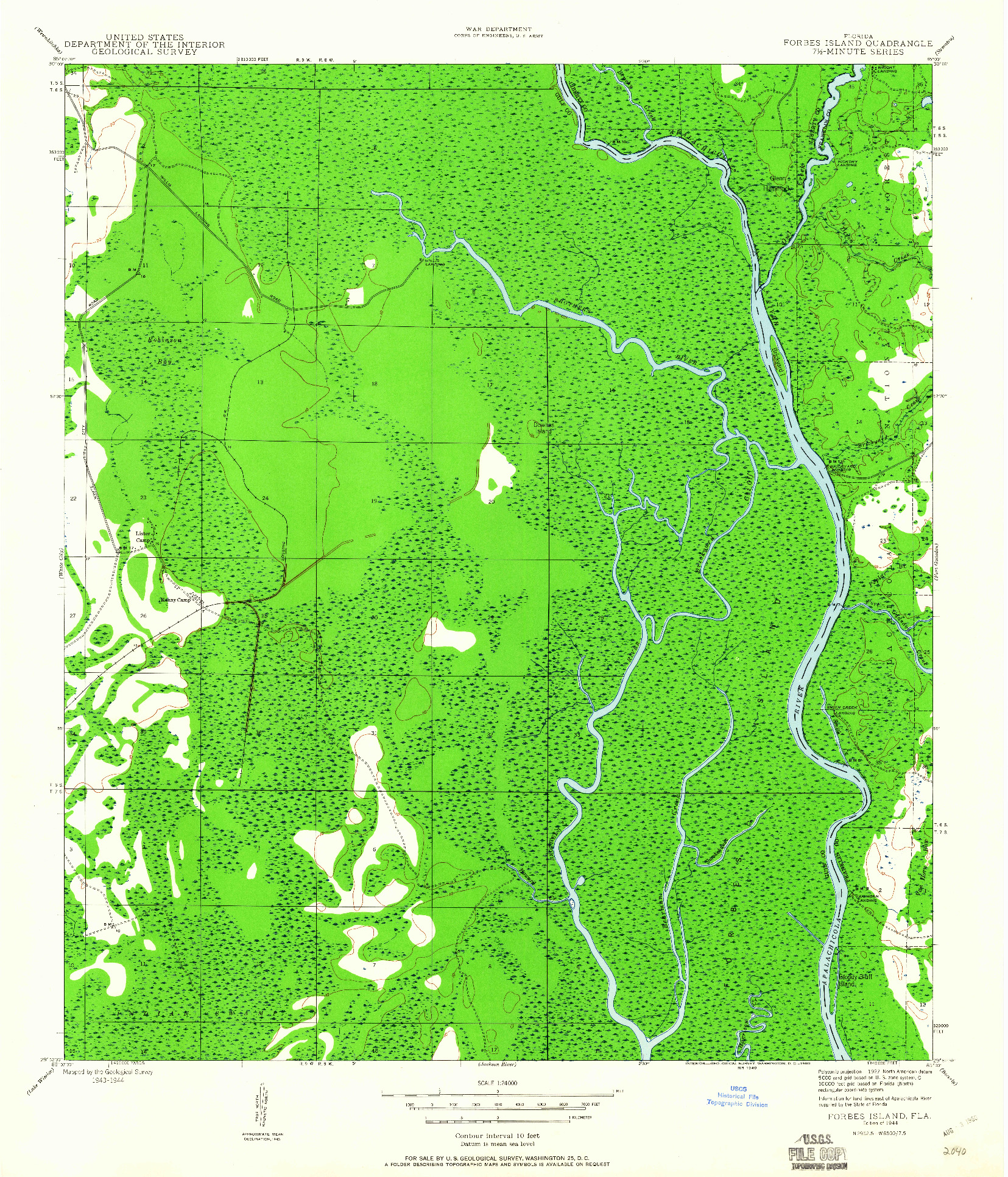 USGS 1:24000-SCALE QUADRANGLE FOR FORBES ISLAND, FL 1944