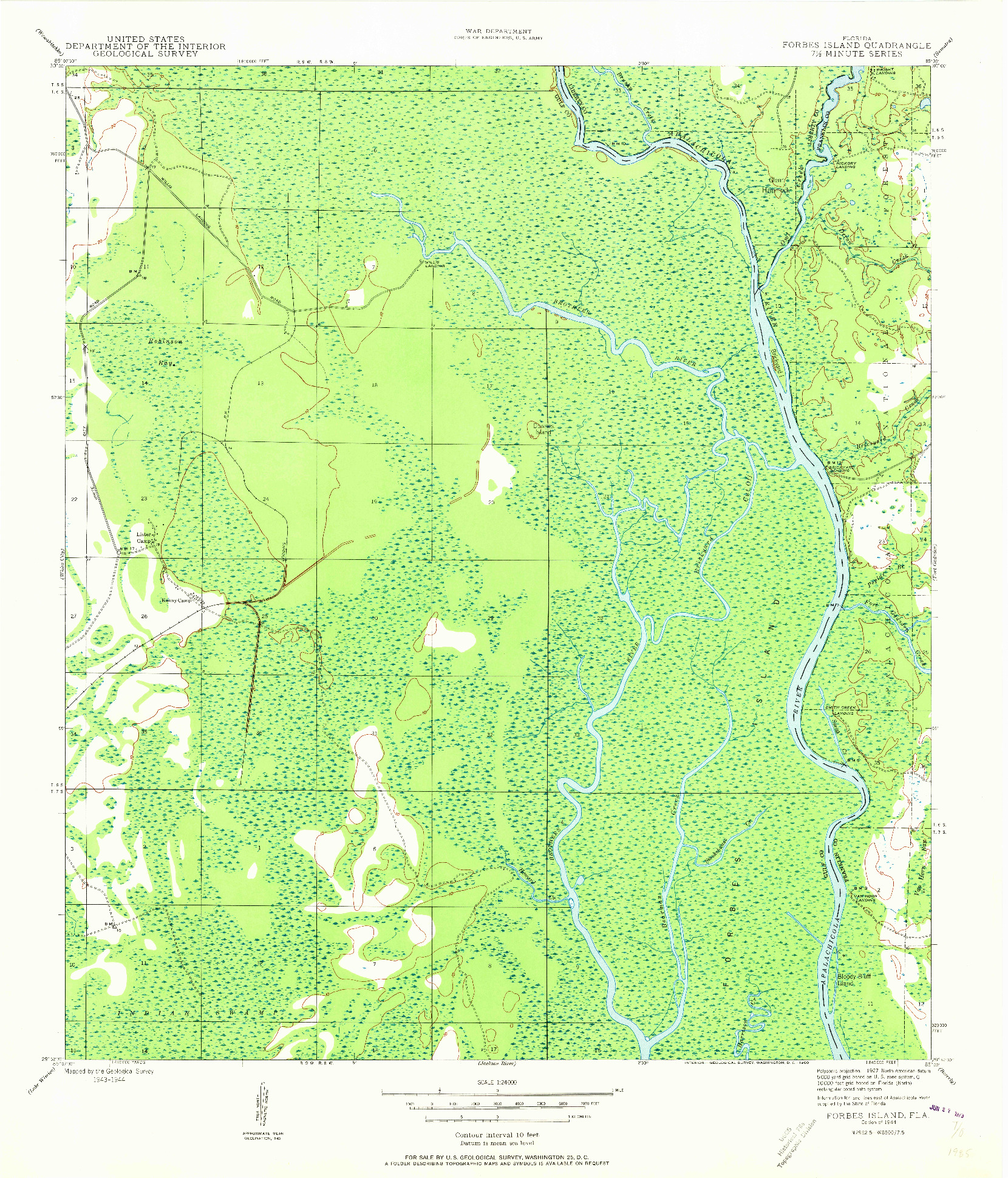 USGS 1:24000-SCALE QUADRANGLE FOR FORBES ISLAND, FL 1944