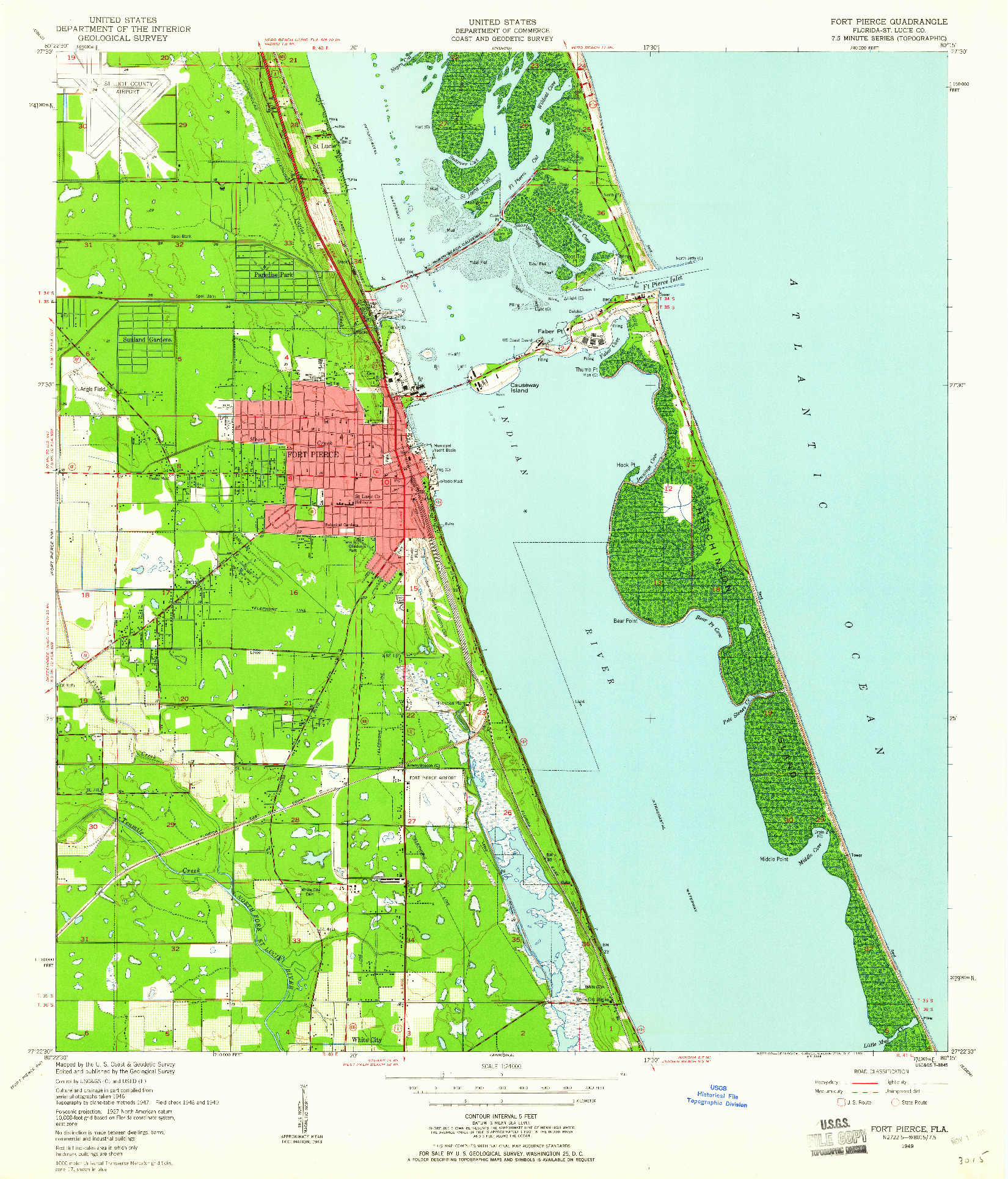 USGS 1:24000-SCALE QUADRANGLE FOR FORT PIERCE, FL 1949