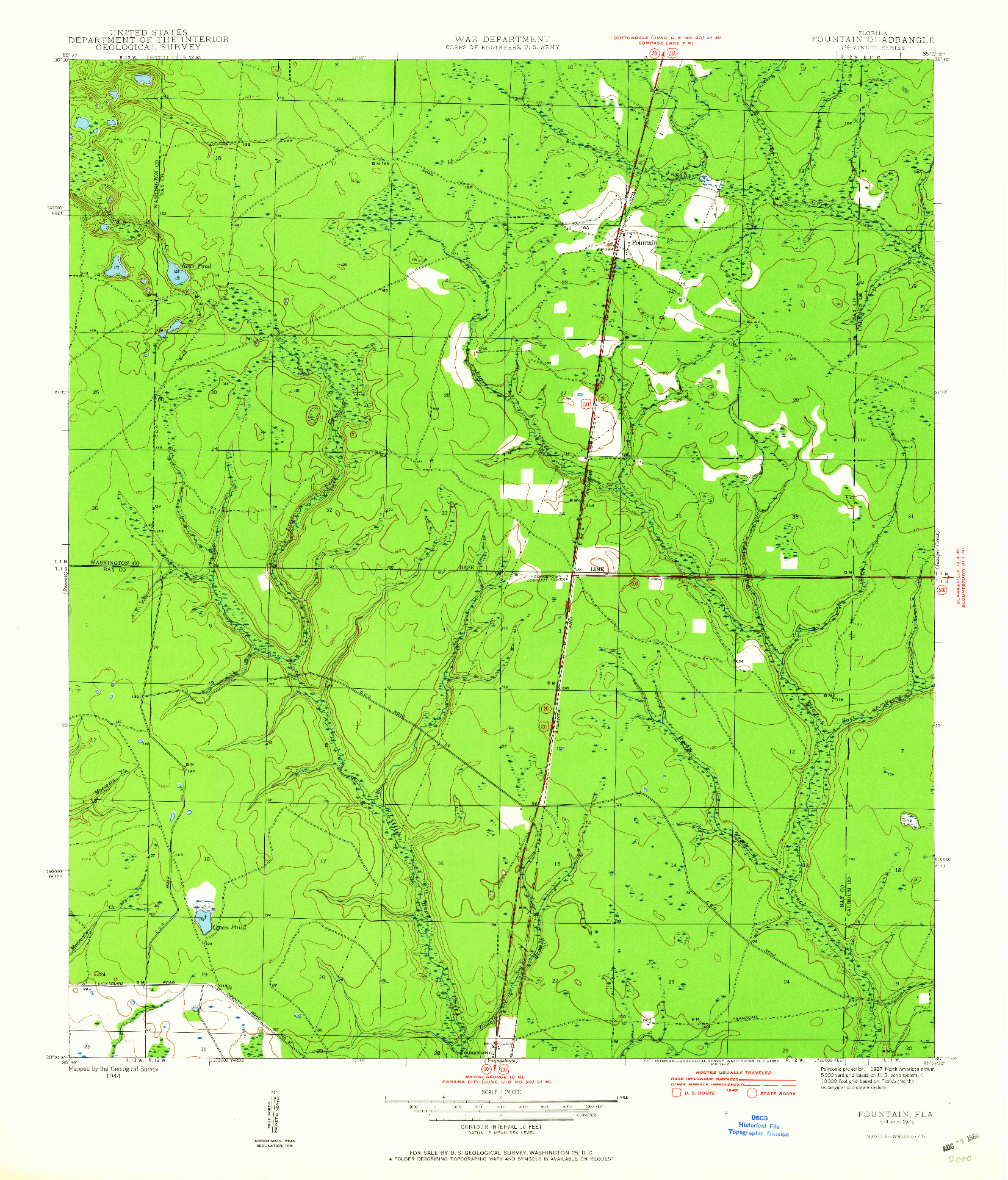 USGS 1:24000-SCALE QUADRANGLE FOR FOUNTAIN, FL 1945
