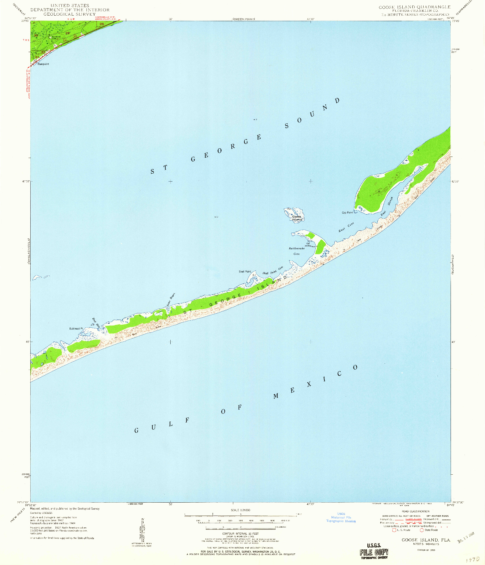 USGS 1:24000-SCALE QUADRANGLE FOR GOOSE ISLAND, FL 1950