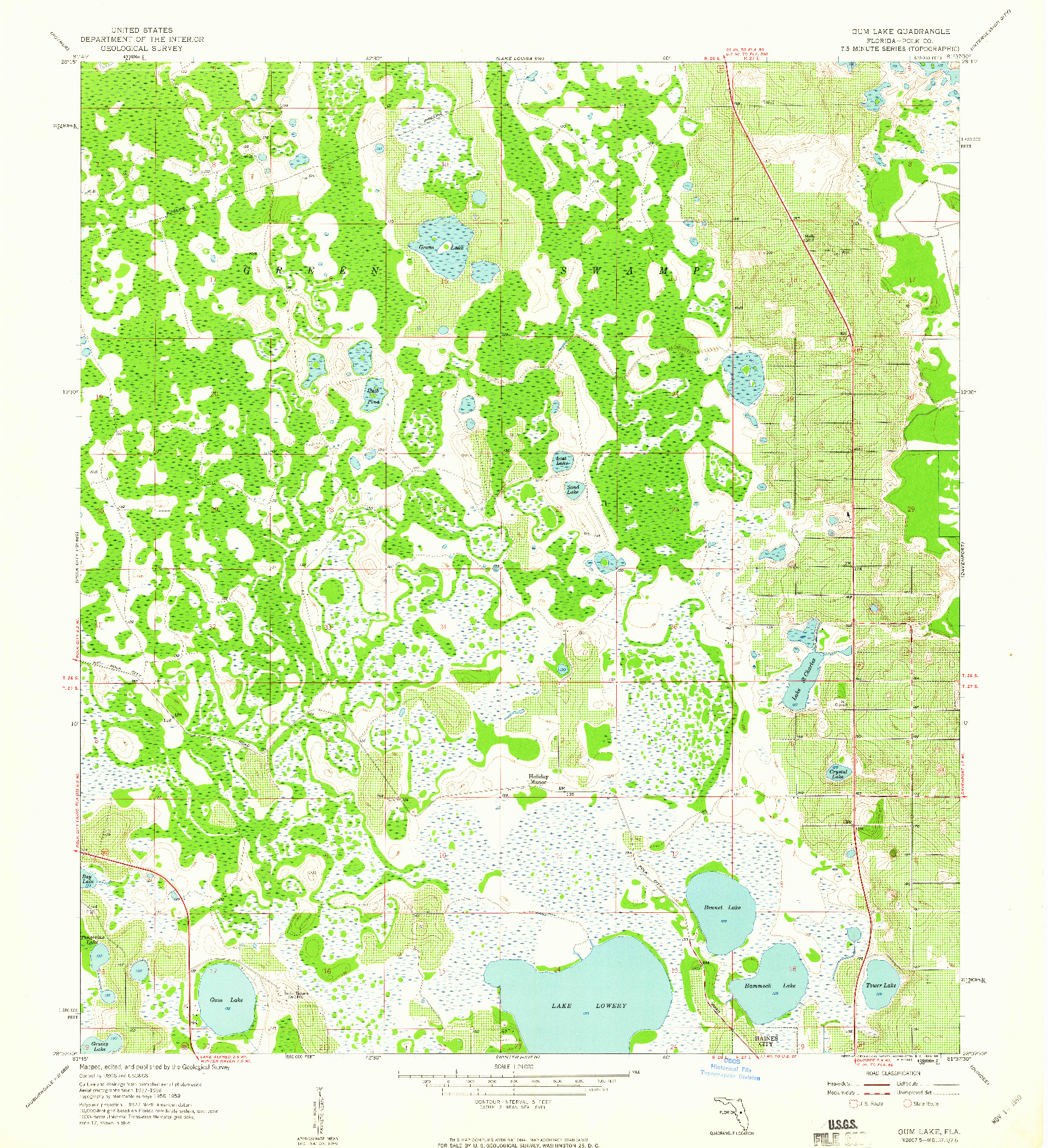 USGS 1:24000-SCALE QUADRANGLE FOR GUM LAKE, FL 1959