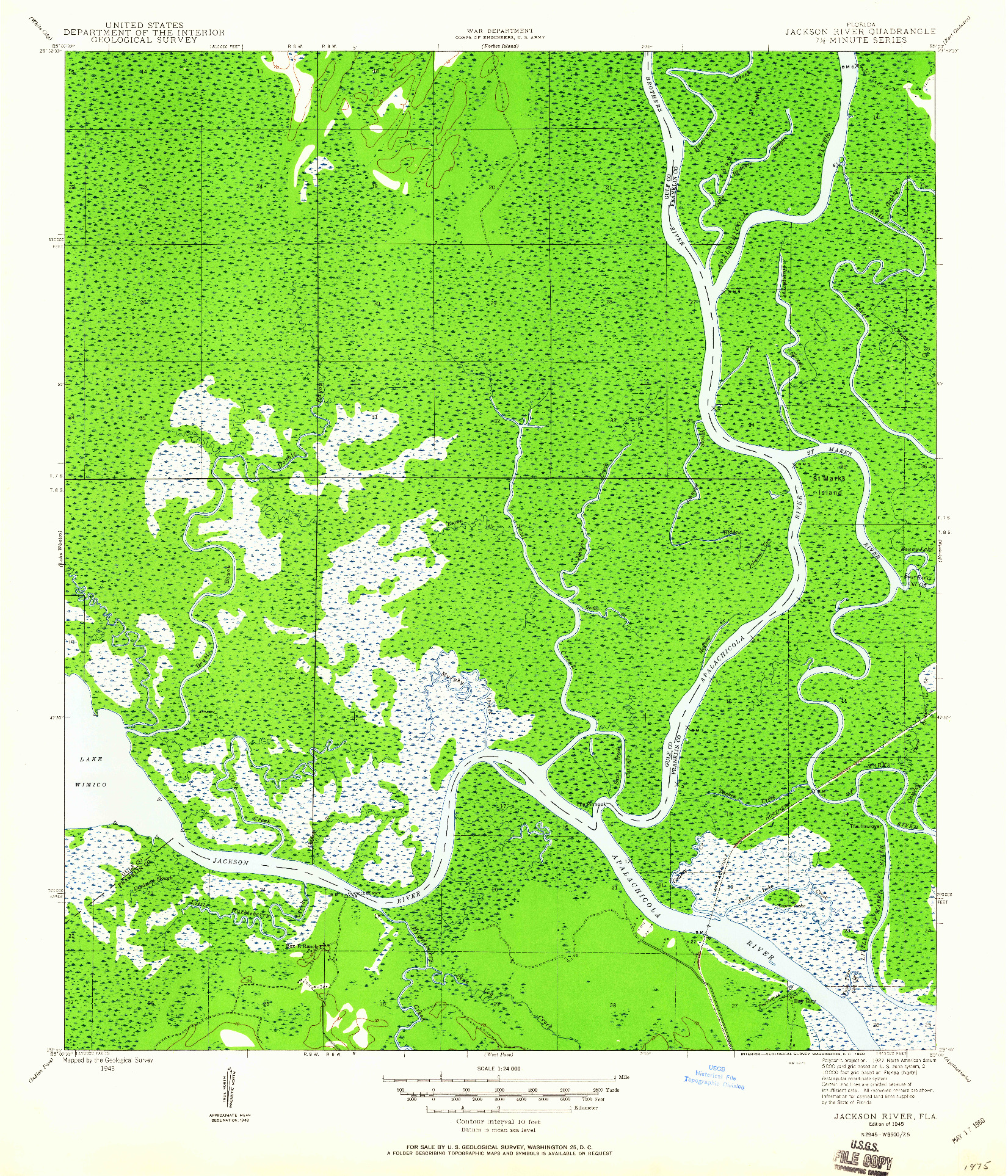 USGS 1:24000-SCALE QUADRANGLE FOR JACKSON RIVER, FL 1945
