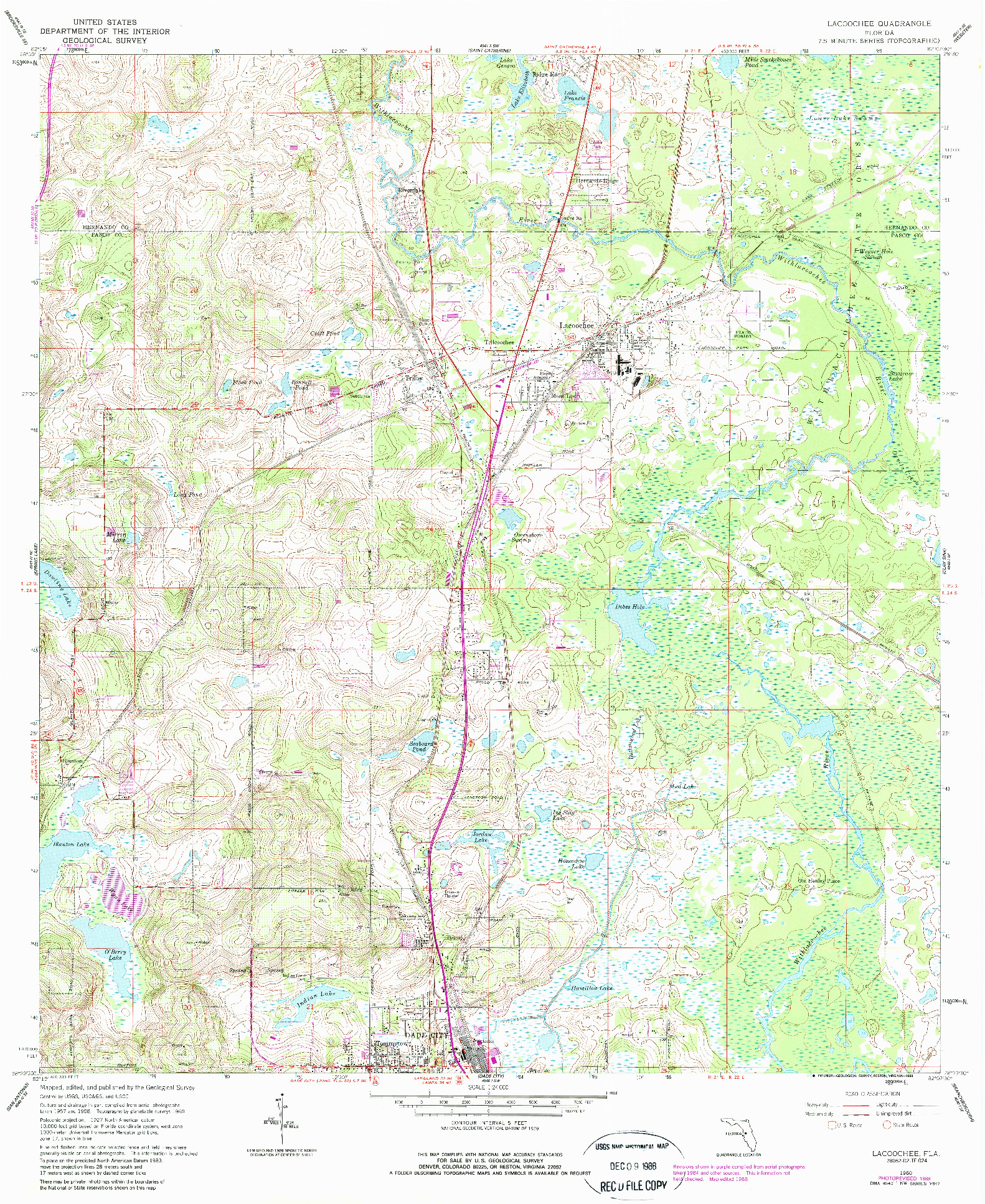 USGS 1:24000-SCALE QUADRANGLE FOR LACOOCHEE, FL 1960