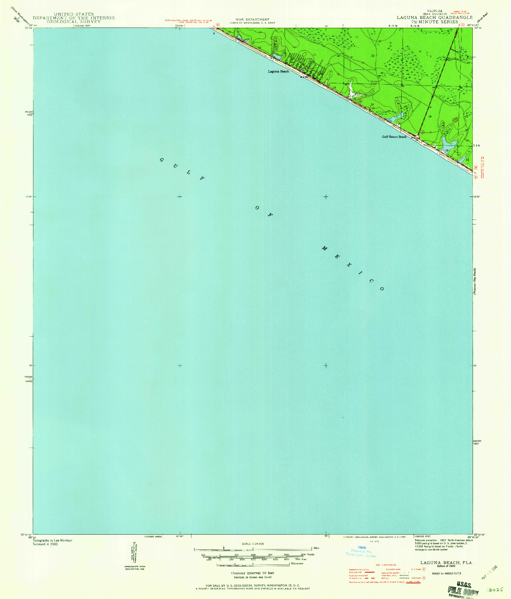 USGS 1:24000-SCALE QUADRANGLE FOR LAGUNA BEACH, FL 1943