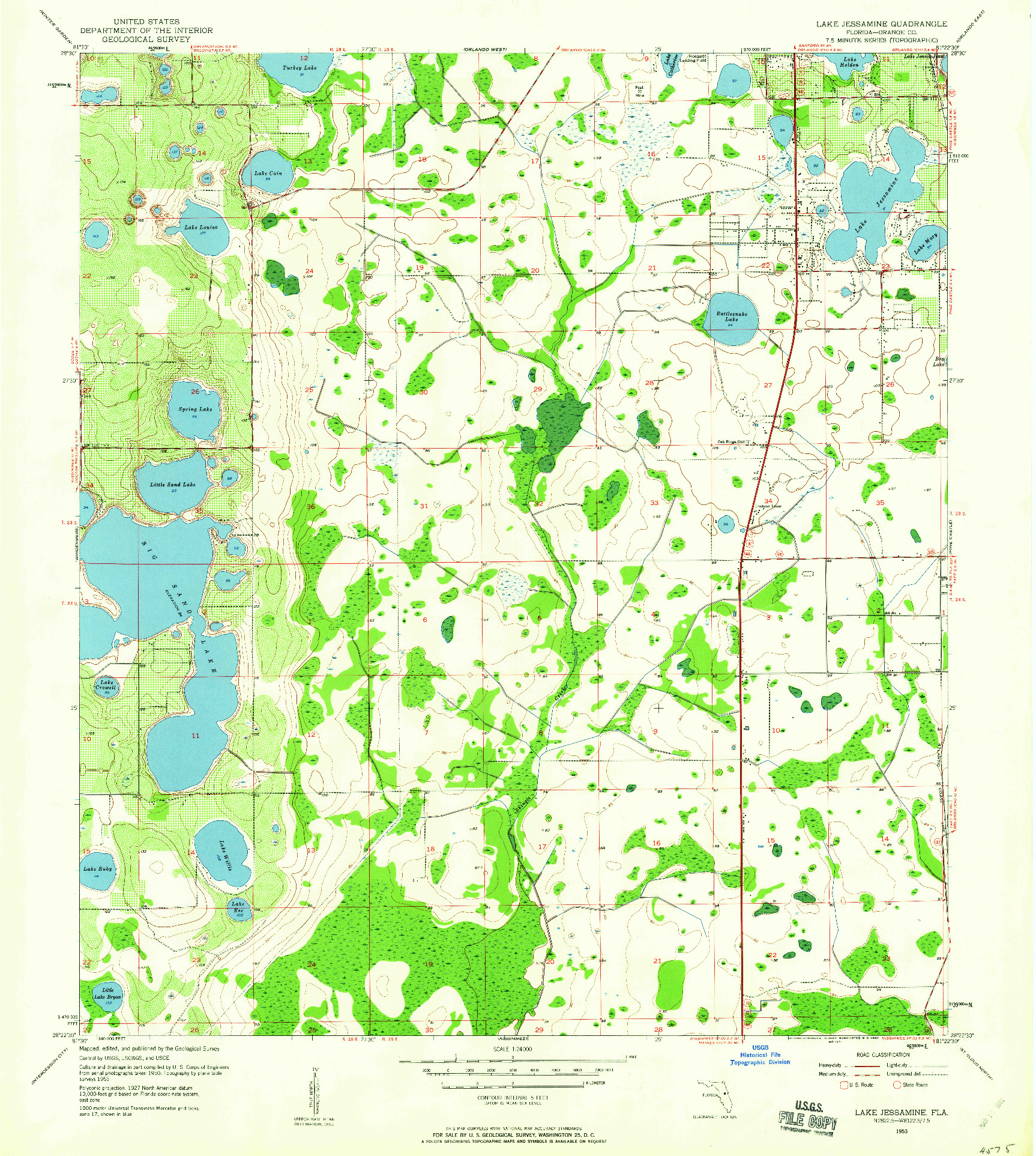 USGS 1:24000-SCALE QUADRANGLE FOR LAKE JESSAMINE, FL 1953