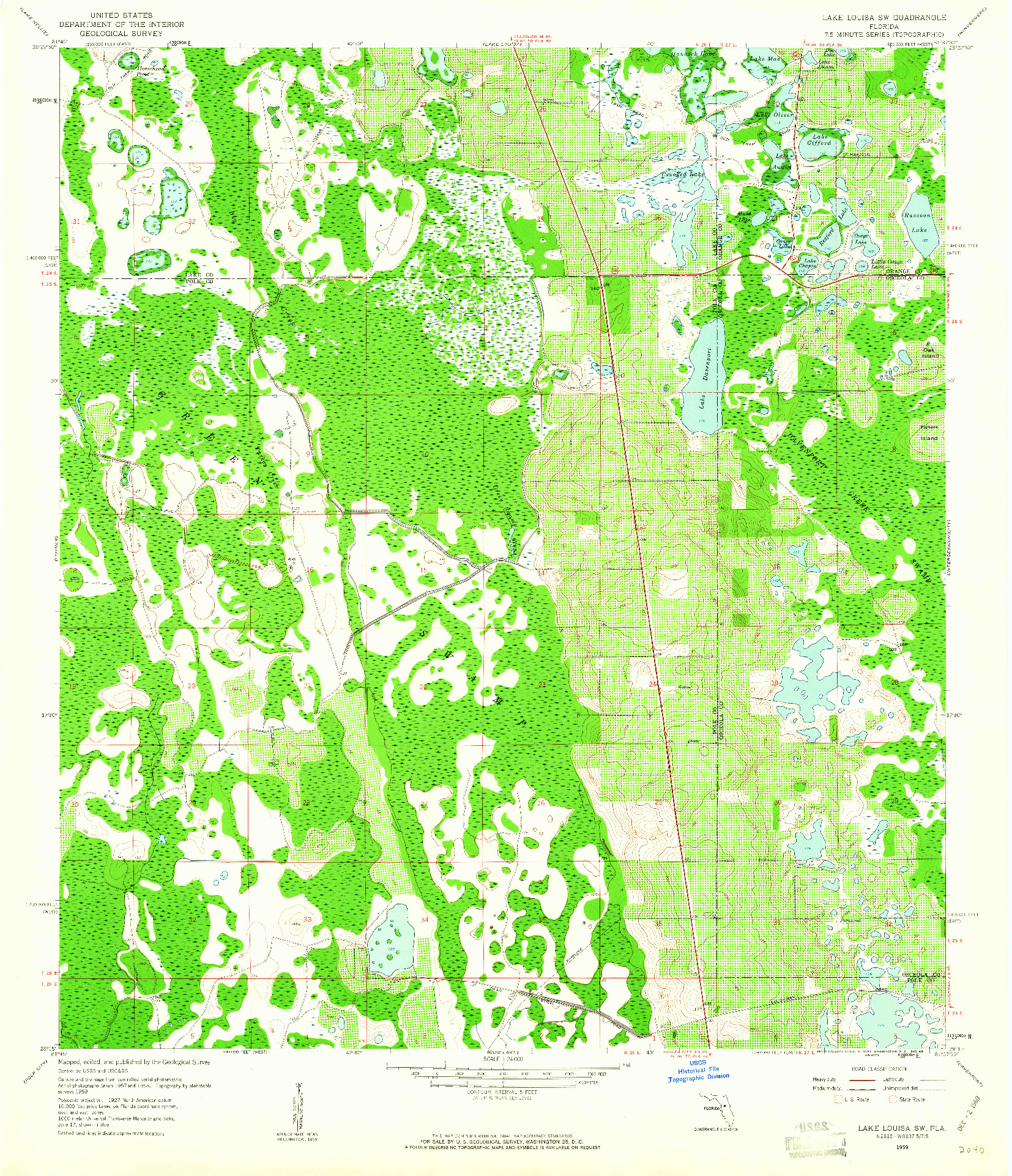 USGS 1:24000-SCALE QUADRANGLE FOR LAKE LOUISA SW, FL 1959