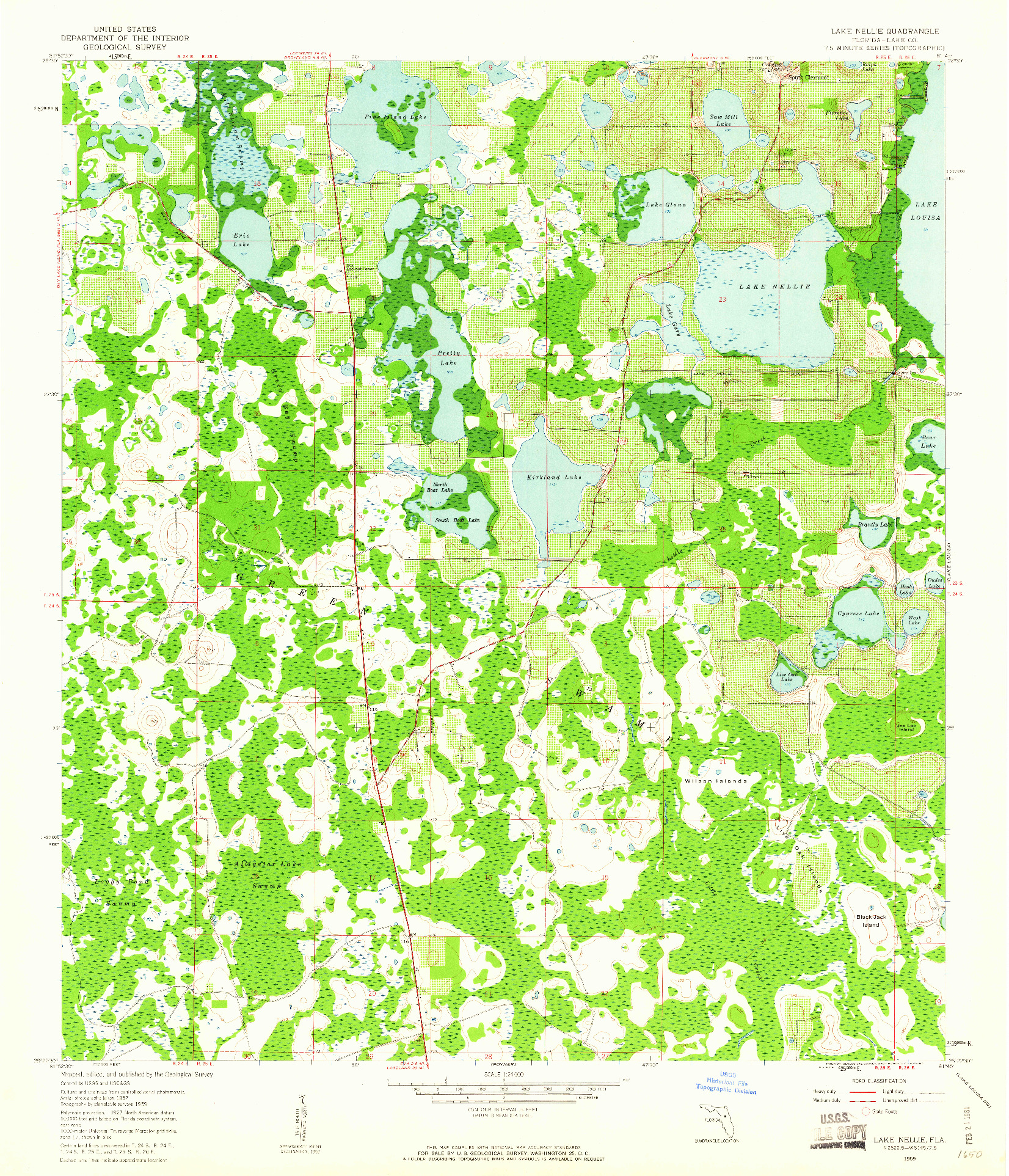 USGS 1:24000-SCALE QUADRANGLE FOR LAKE NELLIE, FL 1959