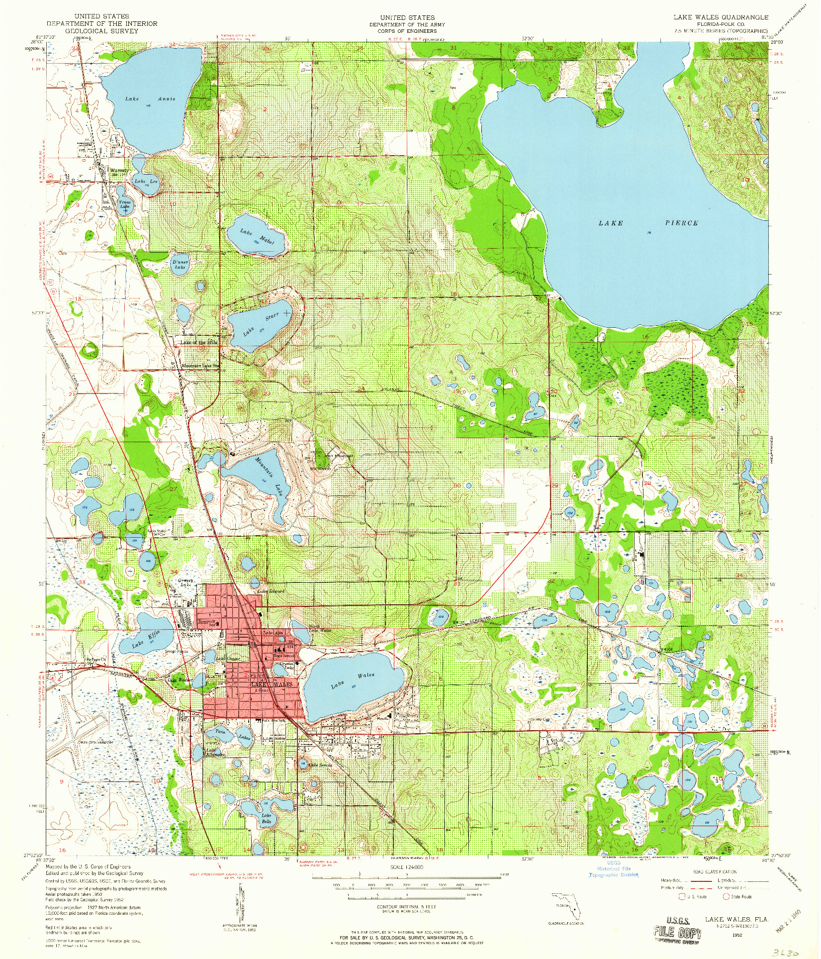 USGS 1:24000-SCALE QUADRANGLE FOR LAKE WALES, FL 1952