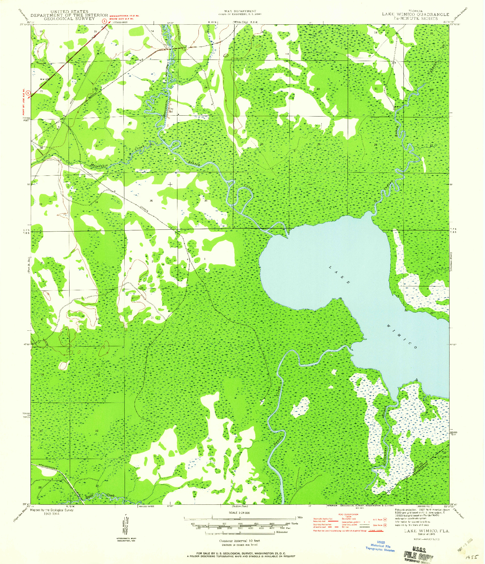 USGS 1:24000-SCALE QUADRANGLE FOR LAKE WIMICO, FL 1945