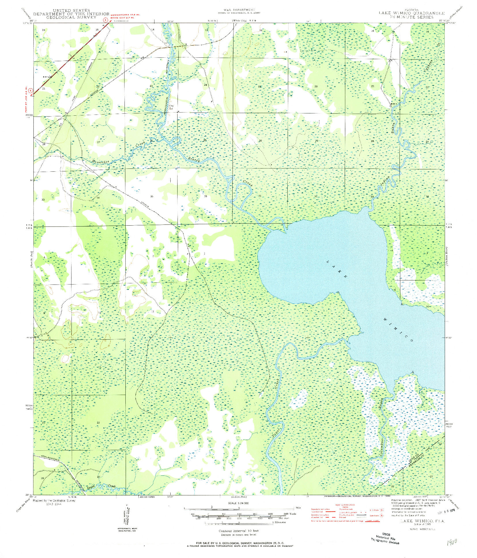 USGS 1:24000-SCALE QUADRANGLE FOR LAKE WIMICO, FL 1945