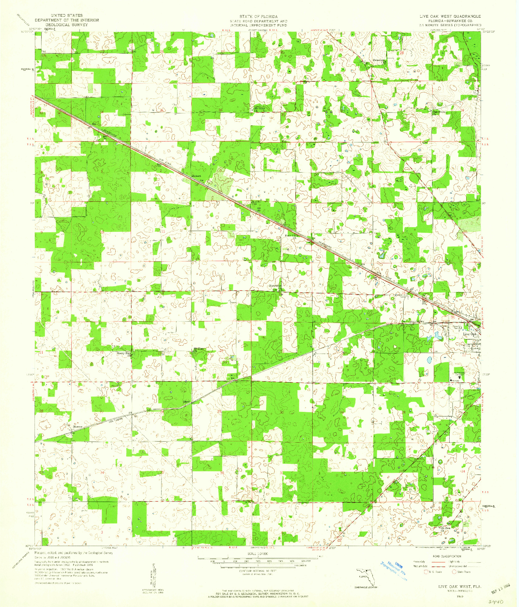 USGS 1:24000-SCALE QUADRANGLE FOR LIVE OAK WEST, FL 1959