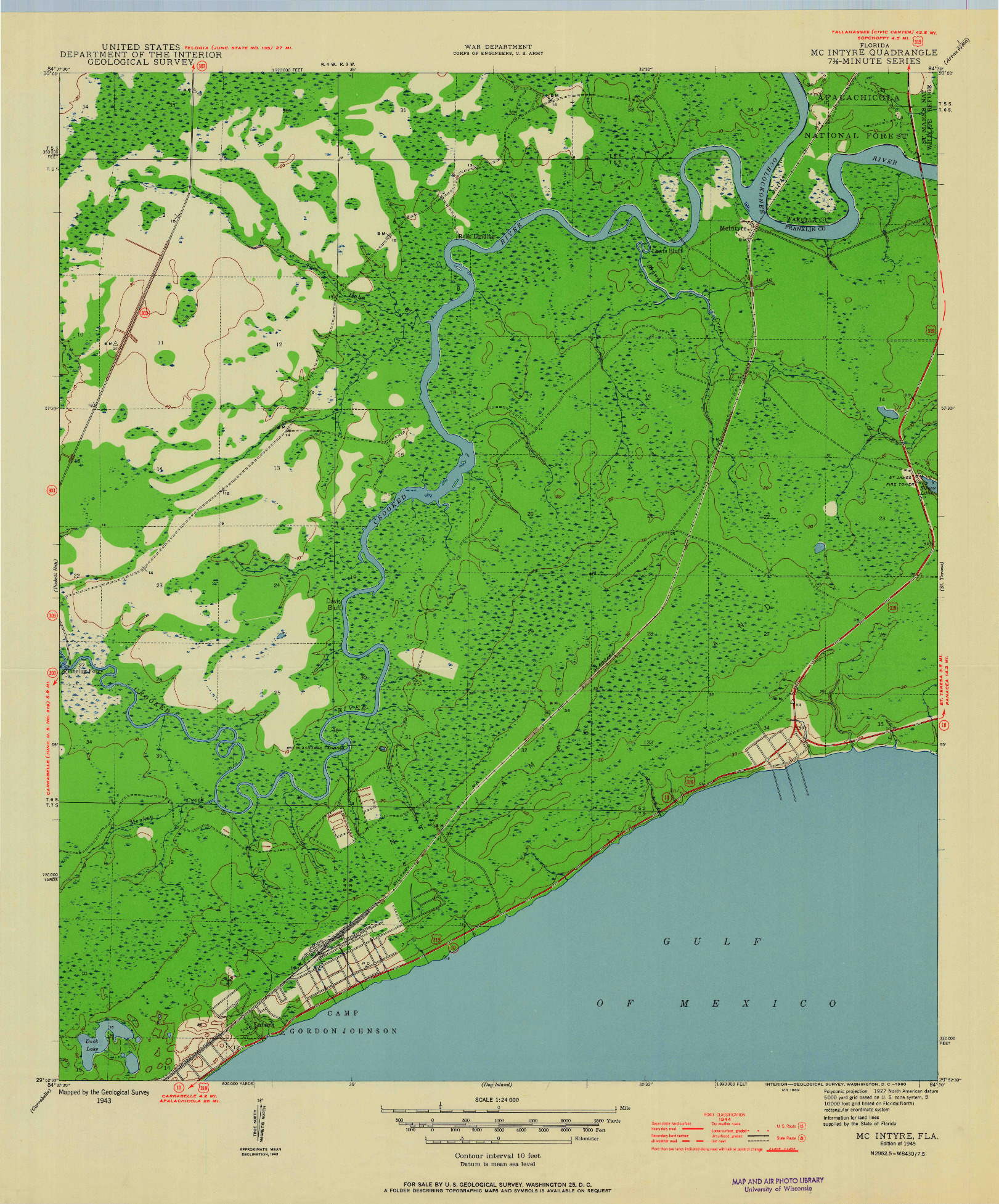 USGS 1:24000-SCALE QUADRANGLE FOR MC INTYRE, FL 1945