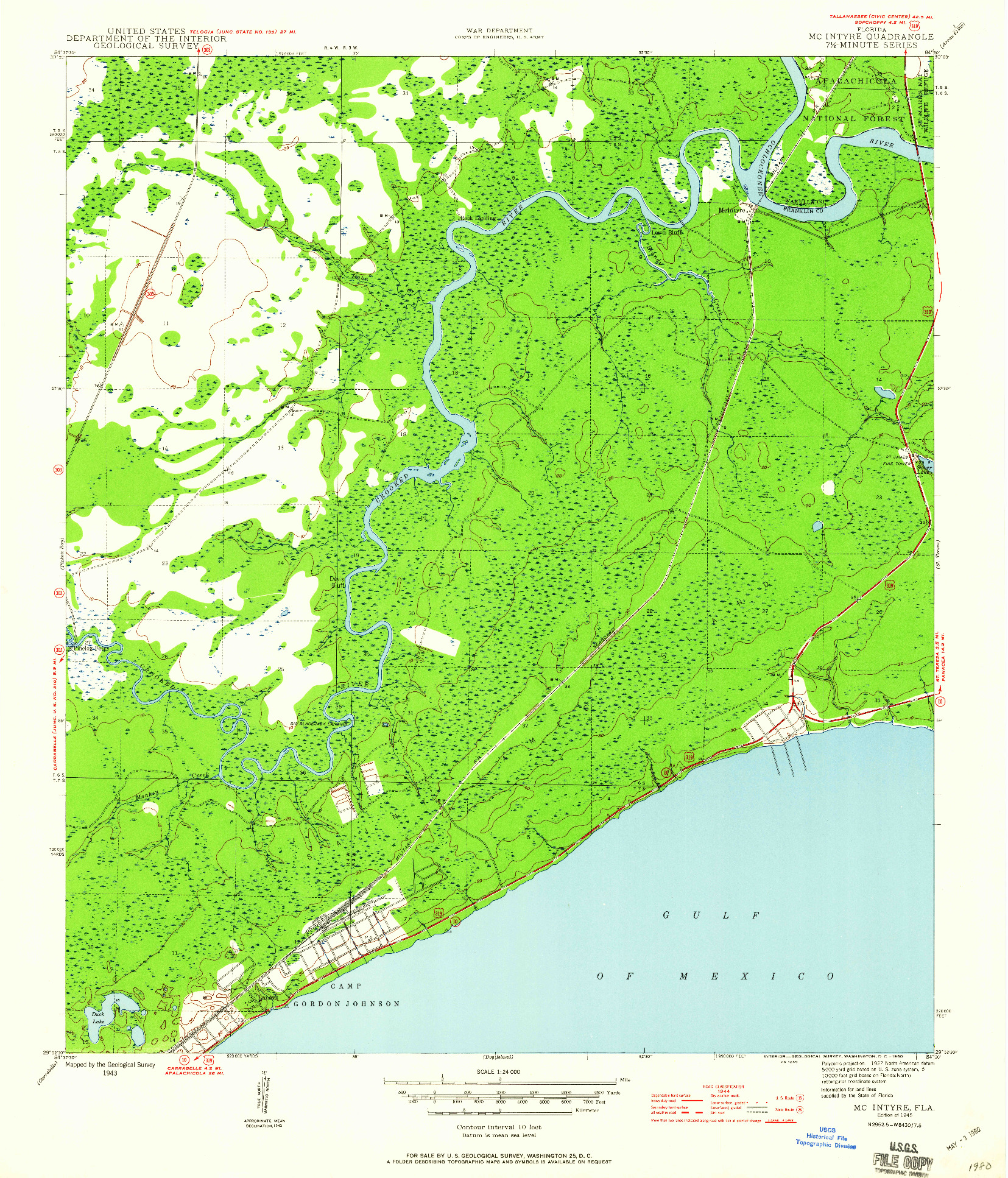 USGS 1:24000-SCALE QUADRANGLE FOR MCINTYRE, FL 1945