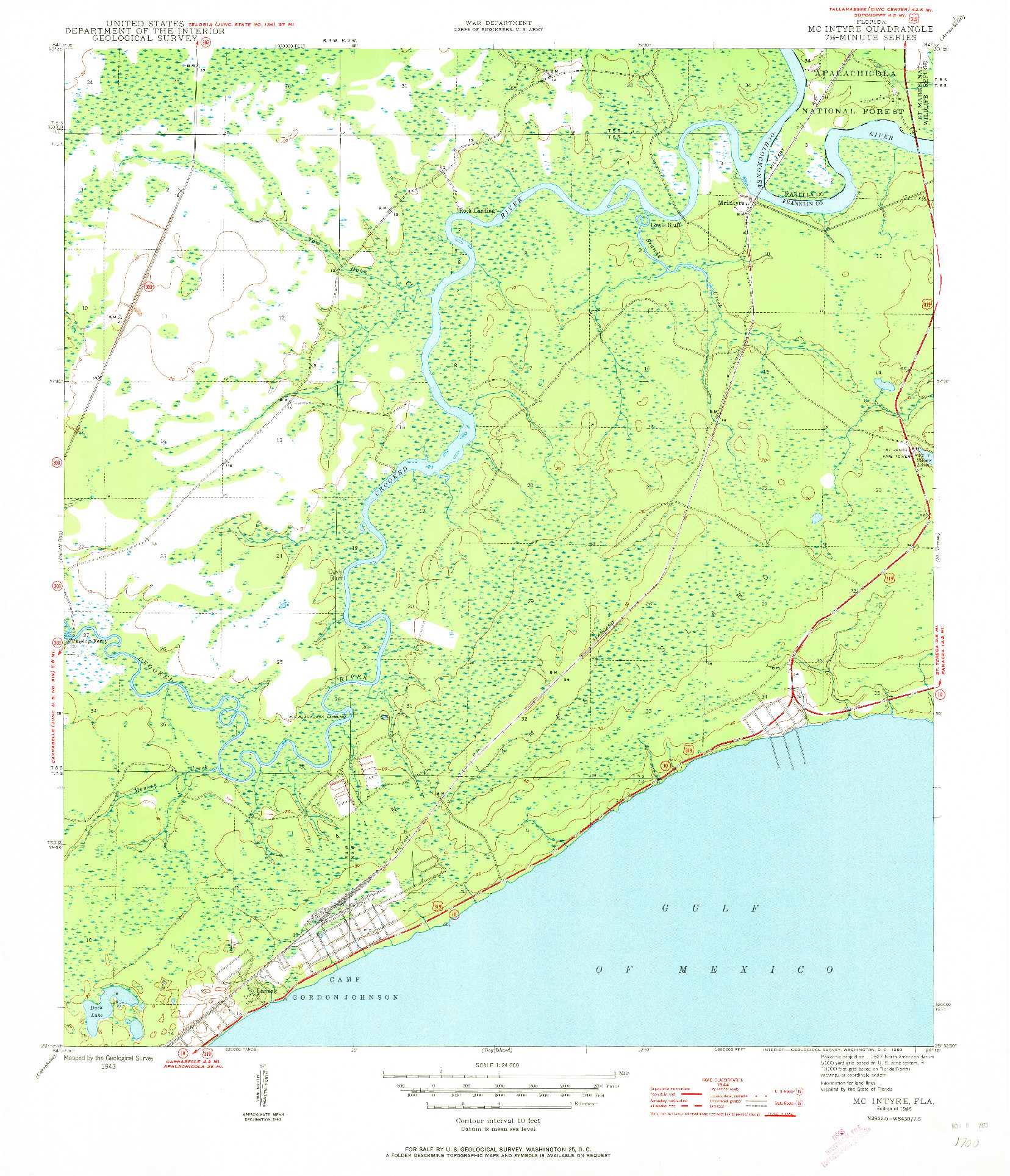 USGS 1:24000-SCALE QUADRANGLE FOR MCINTYRE, FL 1945