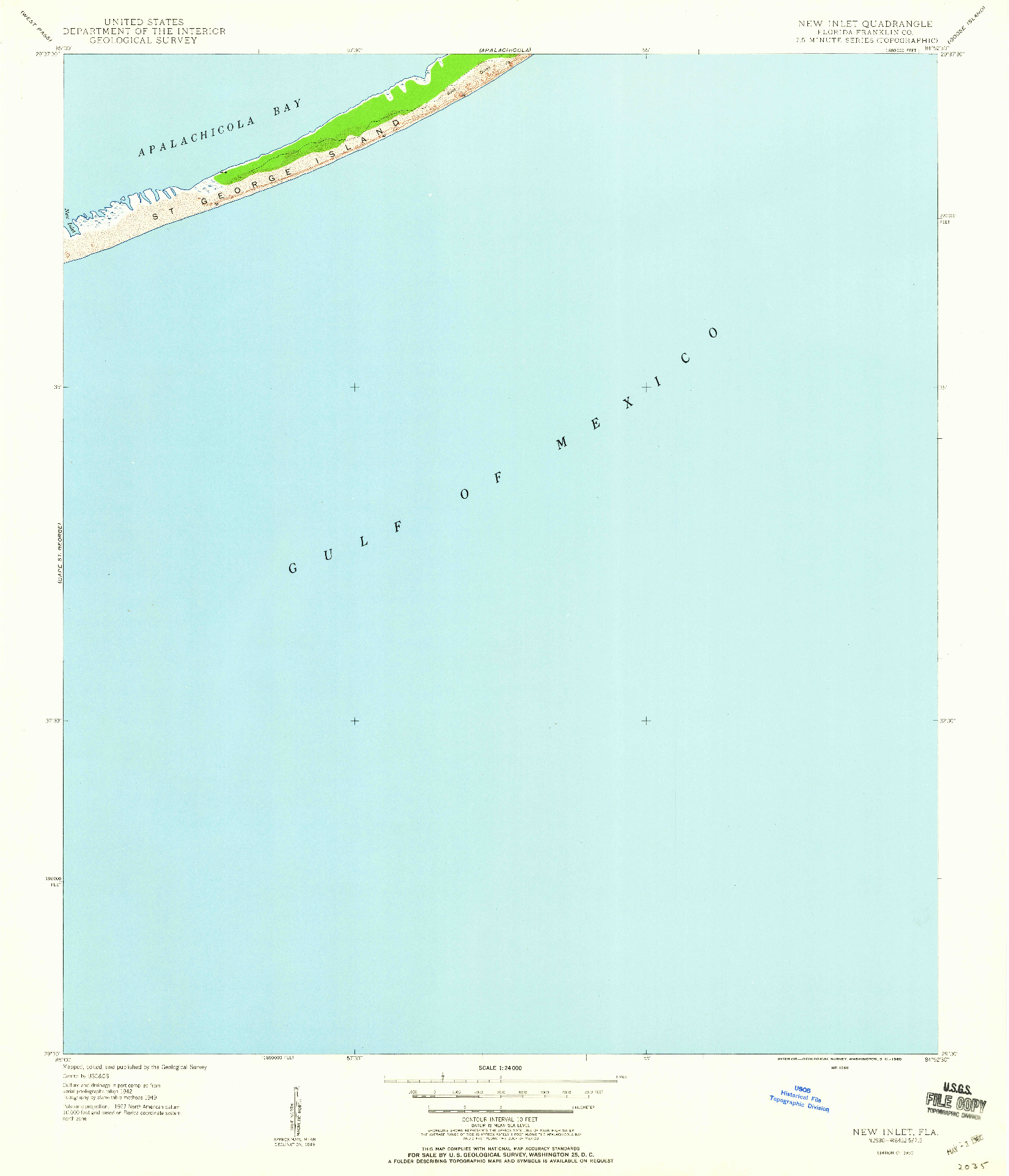 USGS 1:24000-SCALE QUADRANGLE FOR NEW INLET, FL 1950