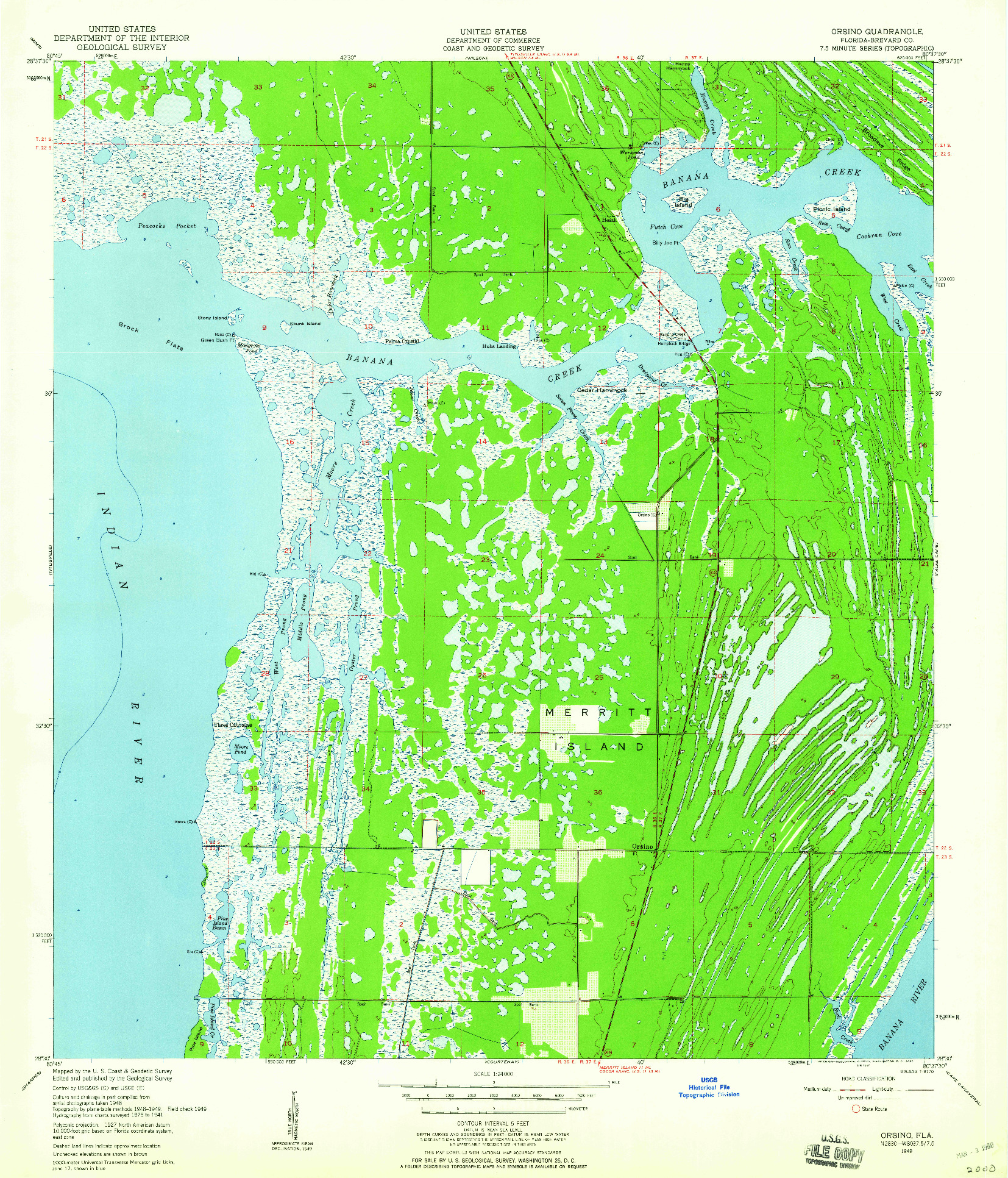 USGS 1:24000-SCALE QUADRANGLE FOR ORSINO, FL 1949